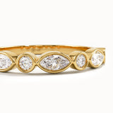 Bezel Half Eternity Wedding Ring in Gold - BRENNMORE