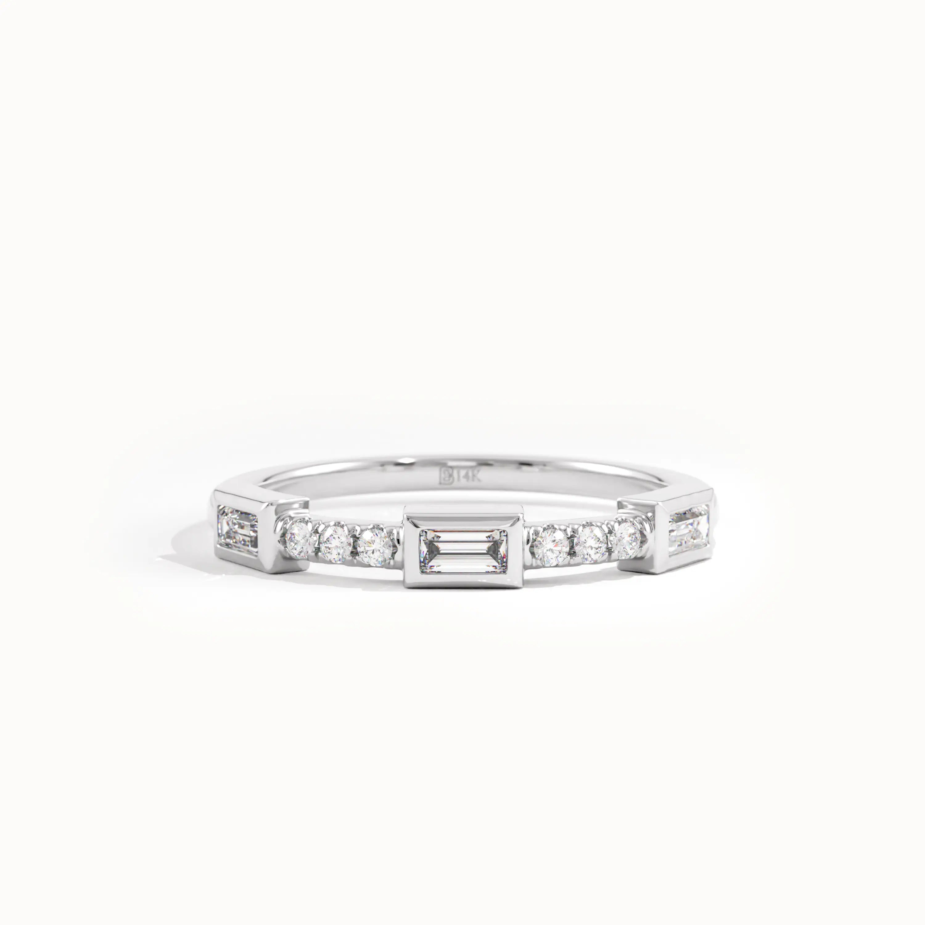Trio Baguette Dainty Wedding Ring - BRENNMORE