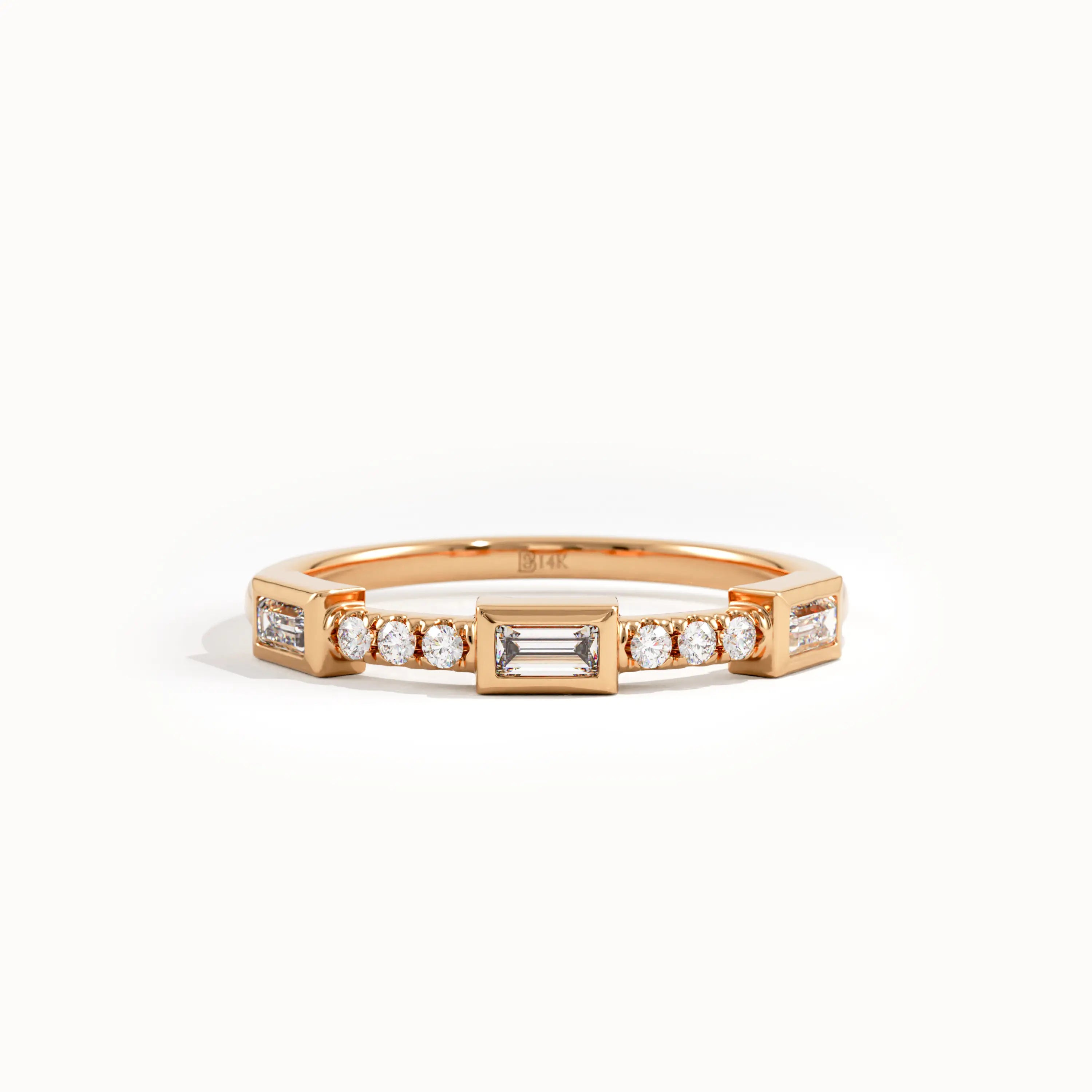Trio Baguette Dainty Wedding Ring - BRENNMORE
