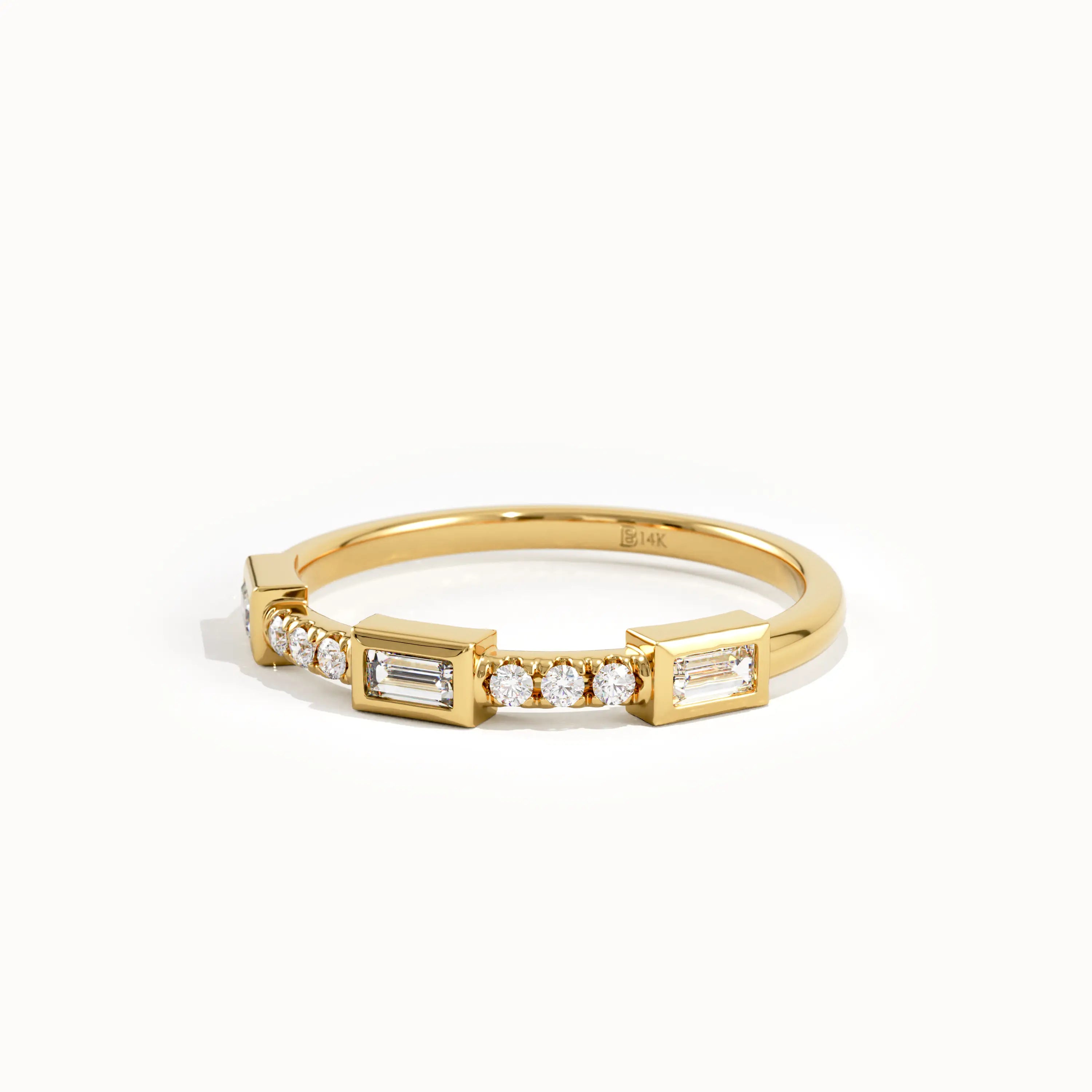 Trio Baguette Dainty Wedding Ring - BRENNMORE 
