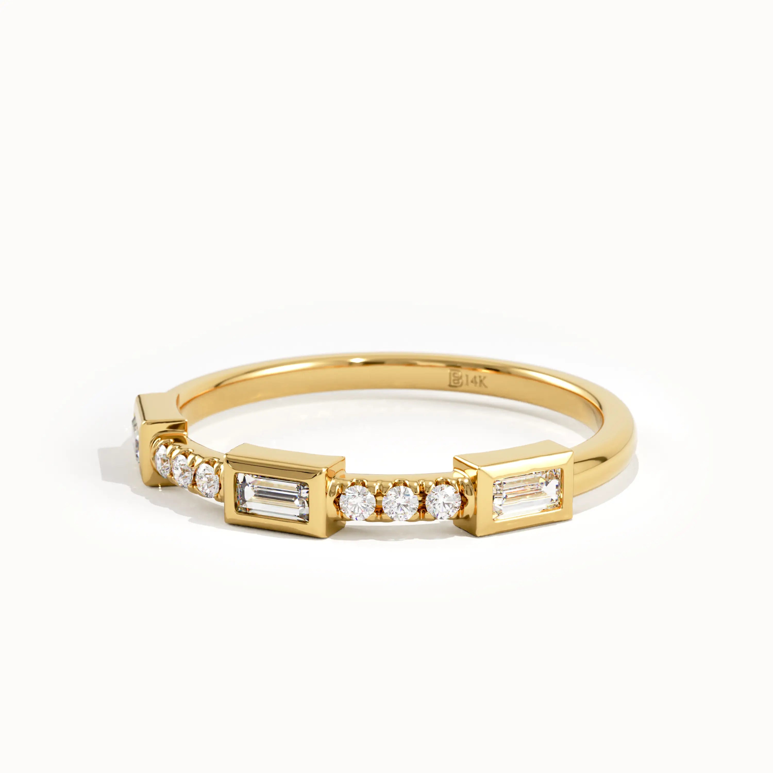 Trio Baguette Dainty Wedding Ring - BRENNMORE