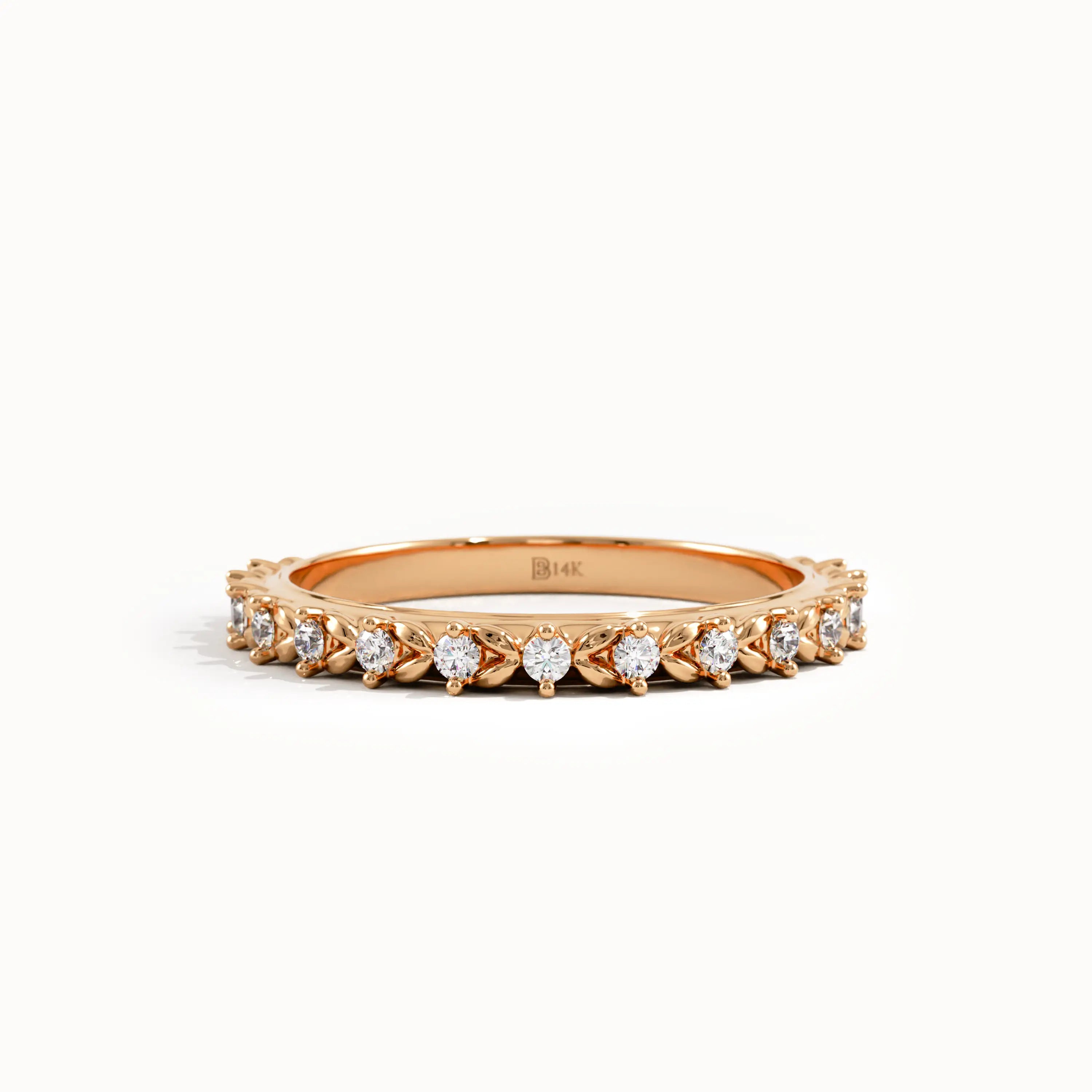 Pave Lab Diamond Wheat Wedding Ring - BRENNMORE