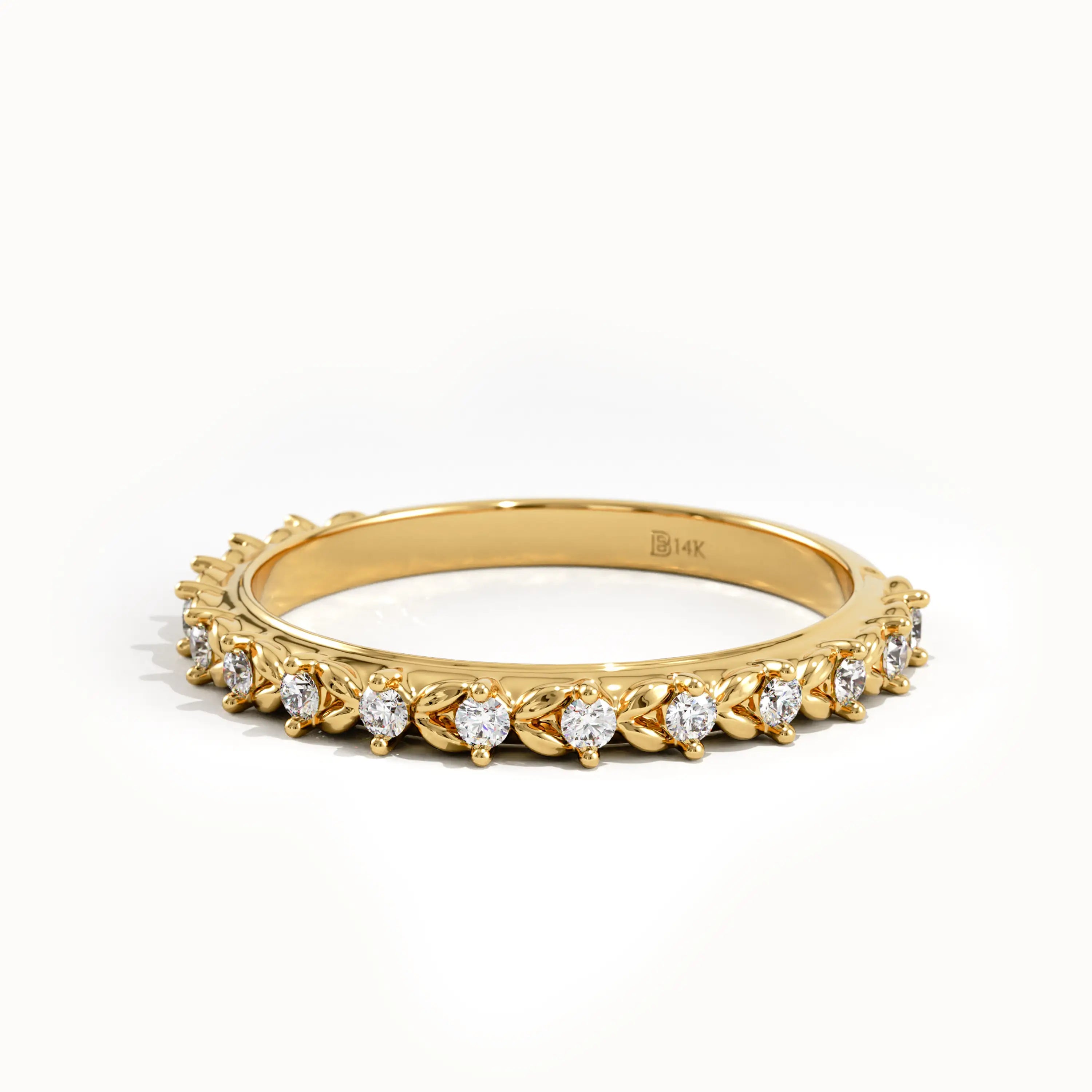 Pave Lab Diamond Wheat Wedding Ring - BRENNMORE