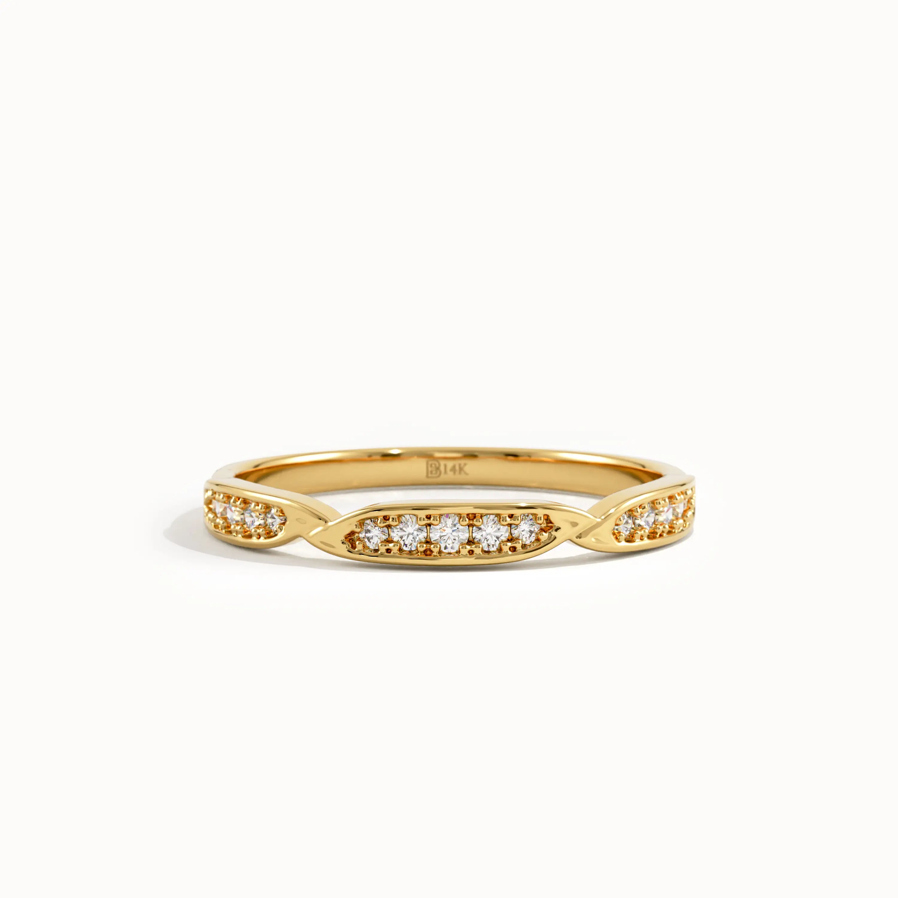14k Gold Minimal Half Eternity Wedding Ring - BRENNMORE 