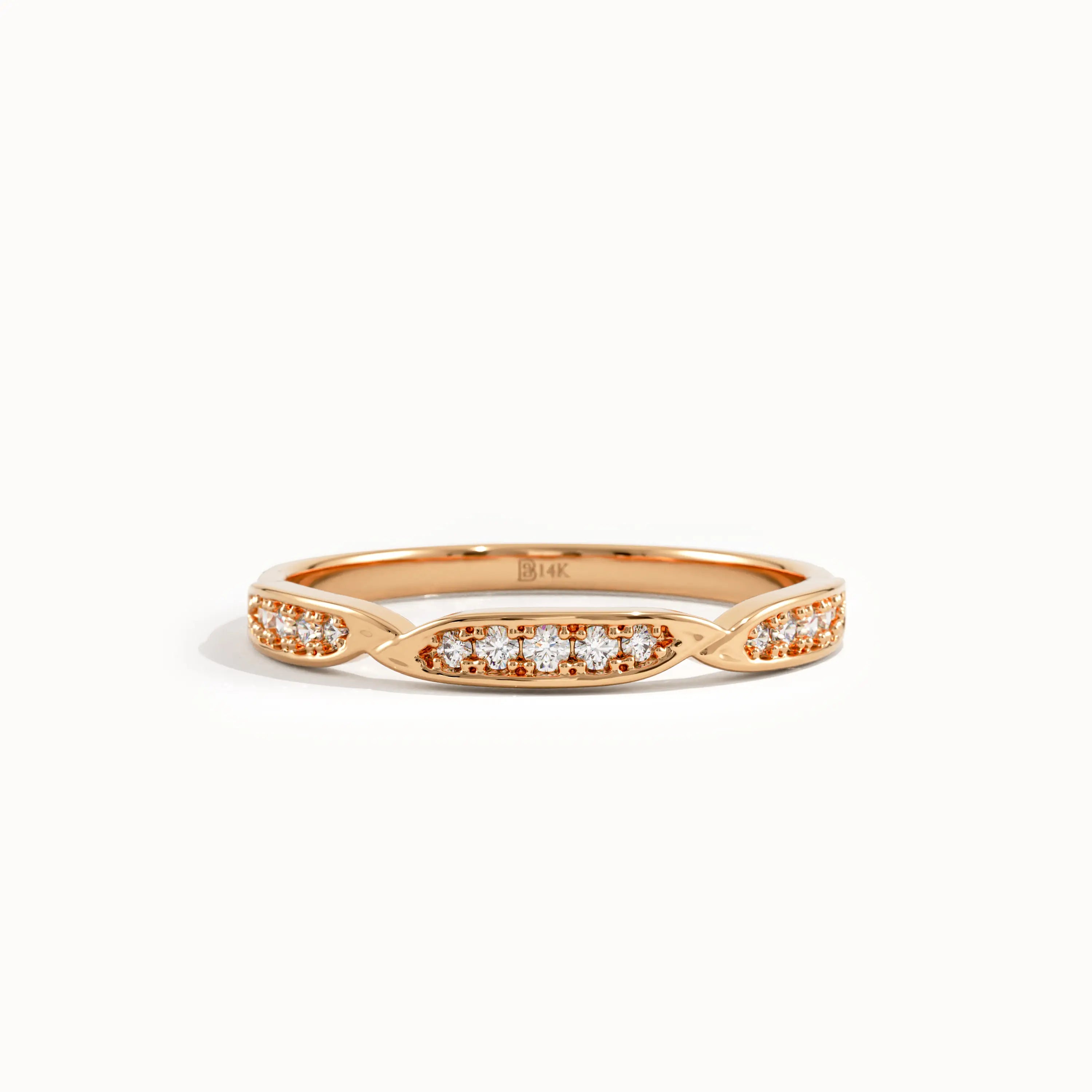 14k Gold Minimal Half Eternity Wedding Ring - BRENNMORE 