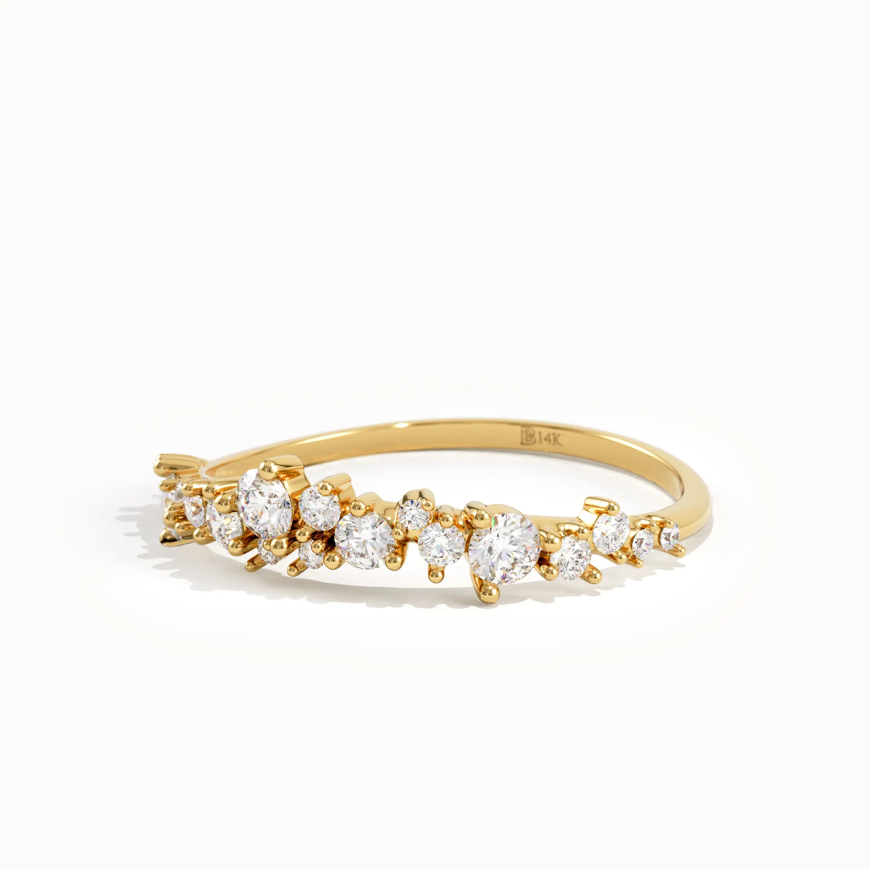 Cluster Lab Diamond Curve Wedding Ring - BRENNMORE