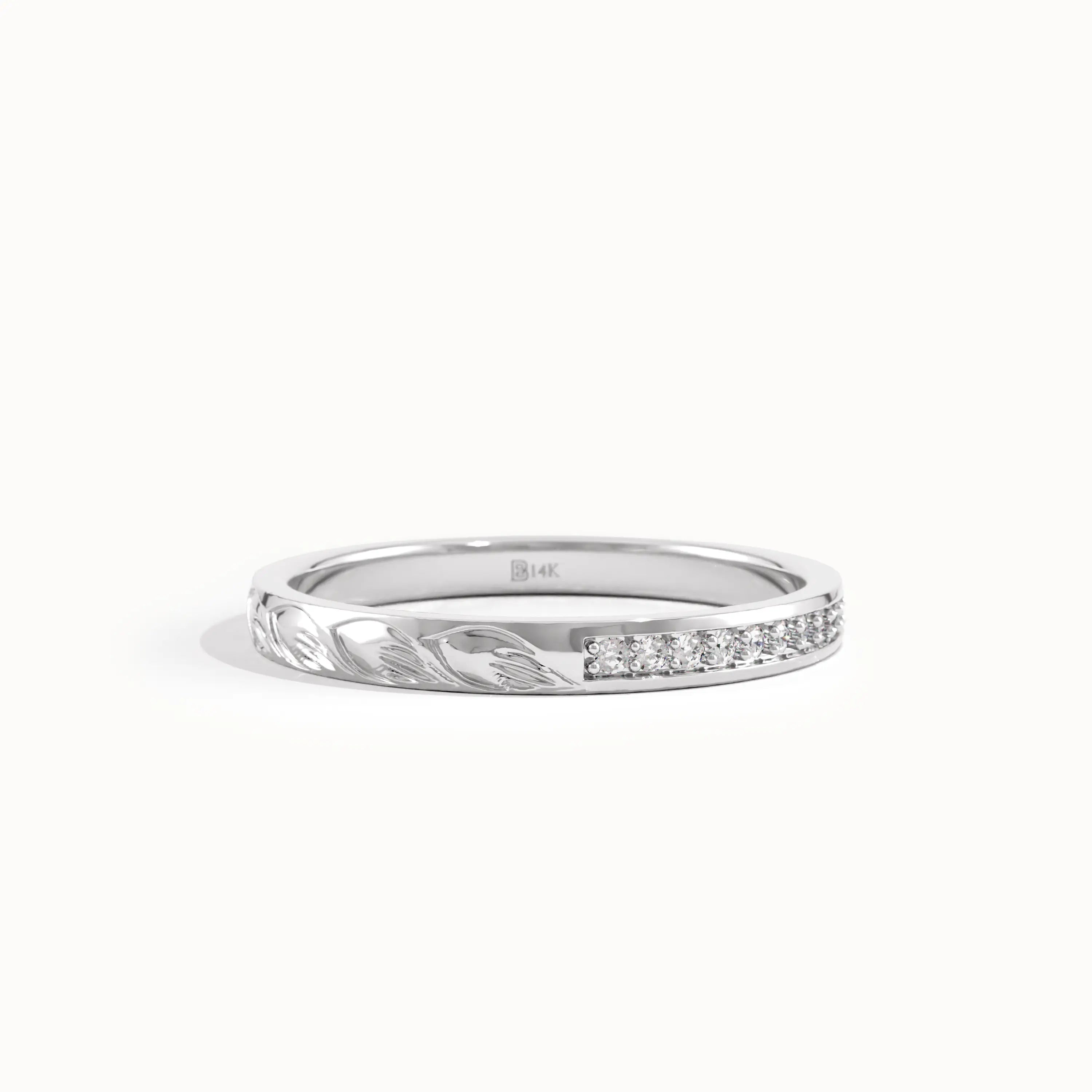 Nature Inspired Two Side Wedding Ring - BRENNMORE