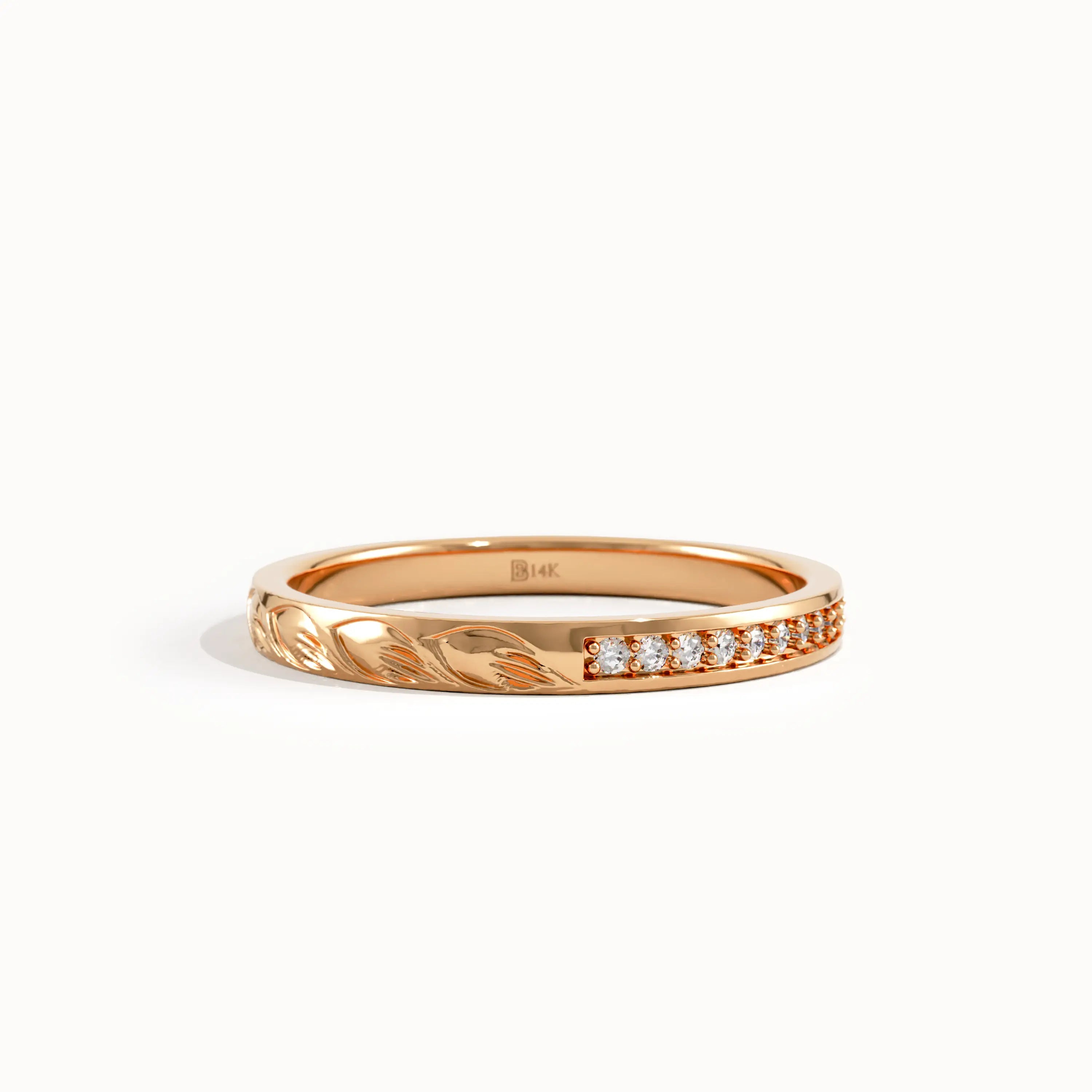 Nature Inspired Two Side Wedding Ring - BRENNMORE