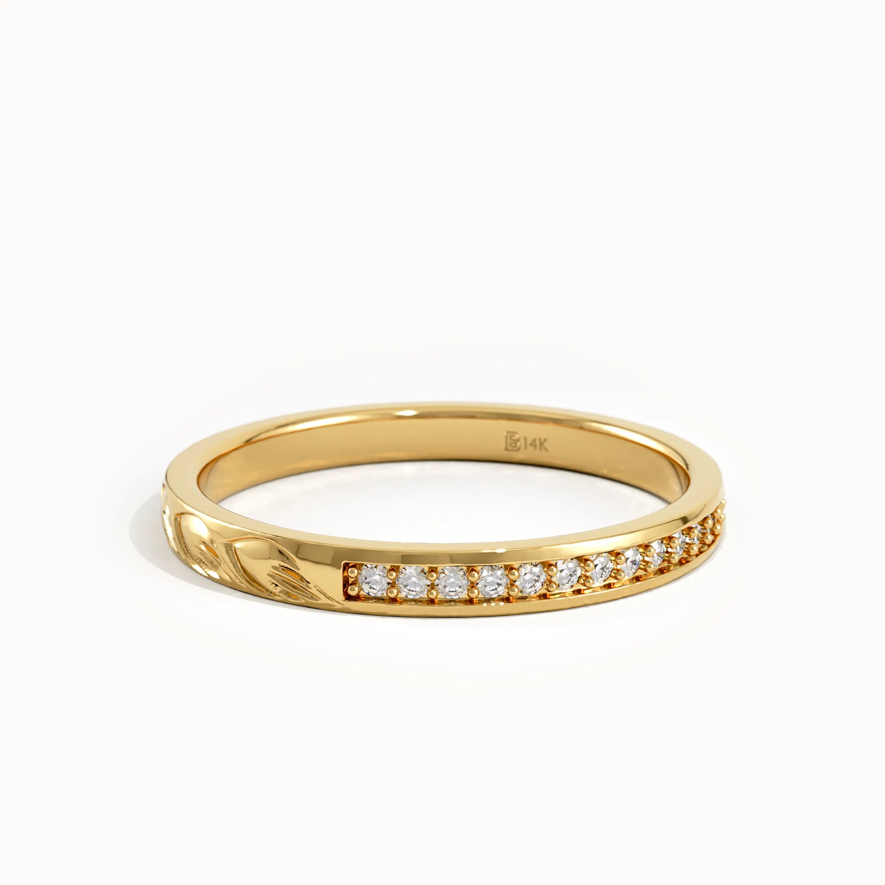 Nature Inspired Two Side Wedding Ring - BRENNMORE