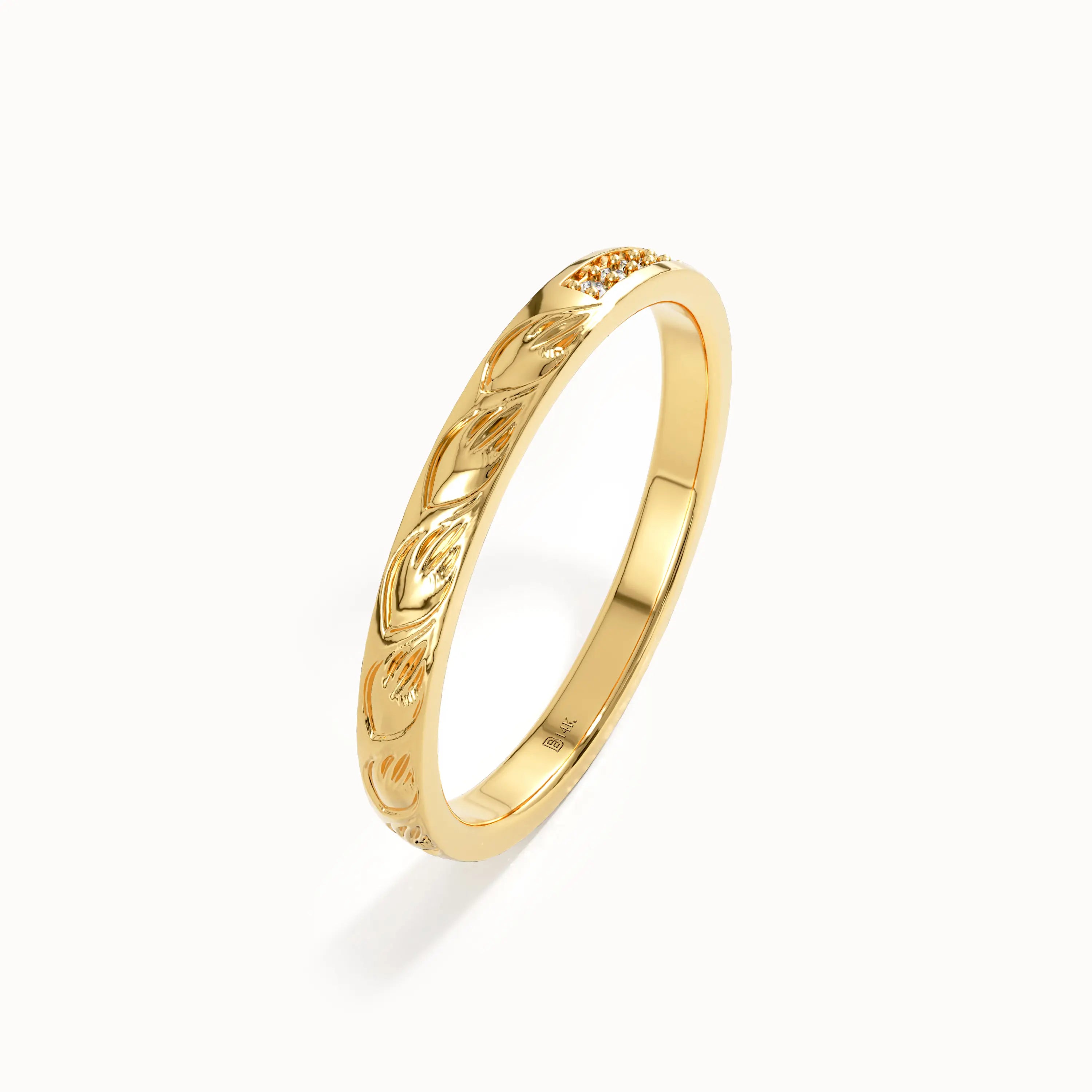 Nature Inspired Two Side Wedding Ring - BRENNMORE 