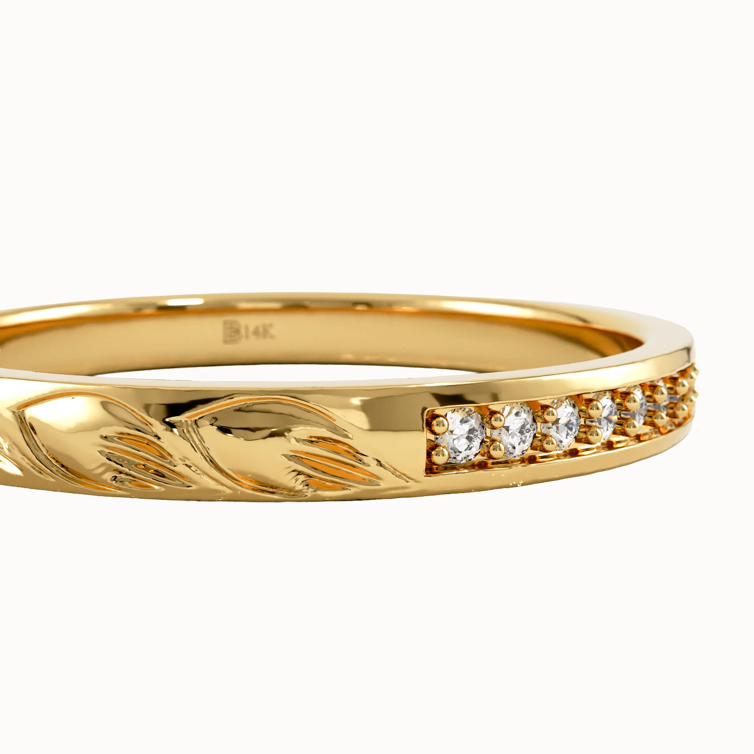 Nature Inspired Two Side Wedding Ring - BRENNMORE 