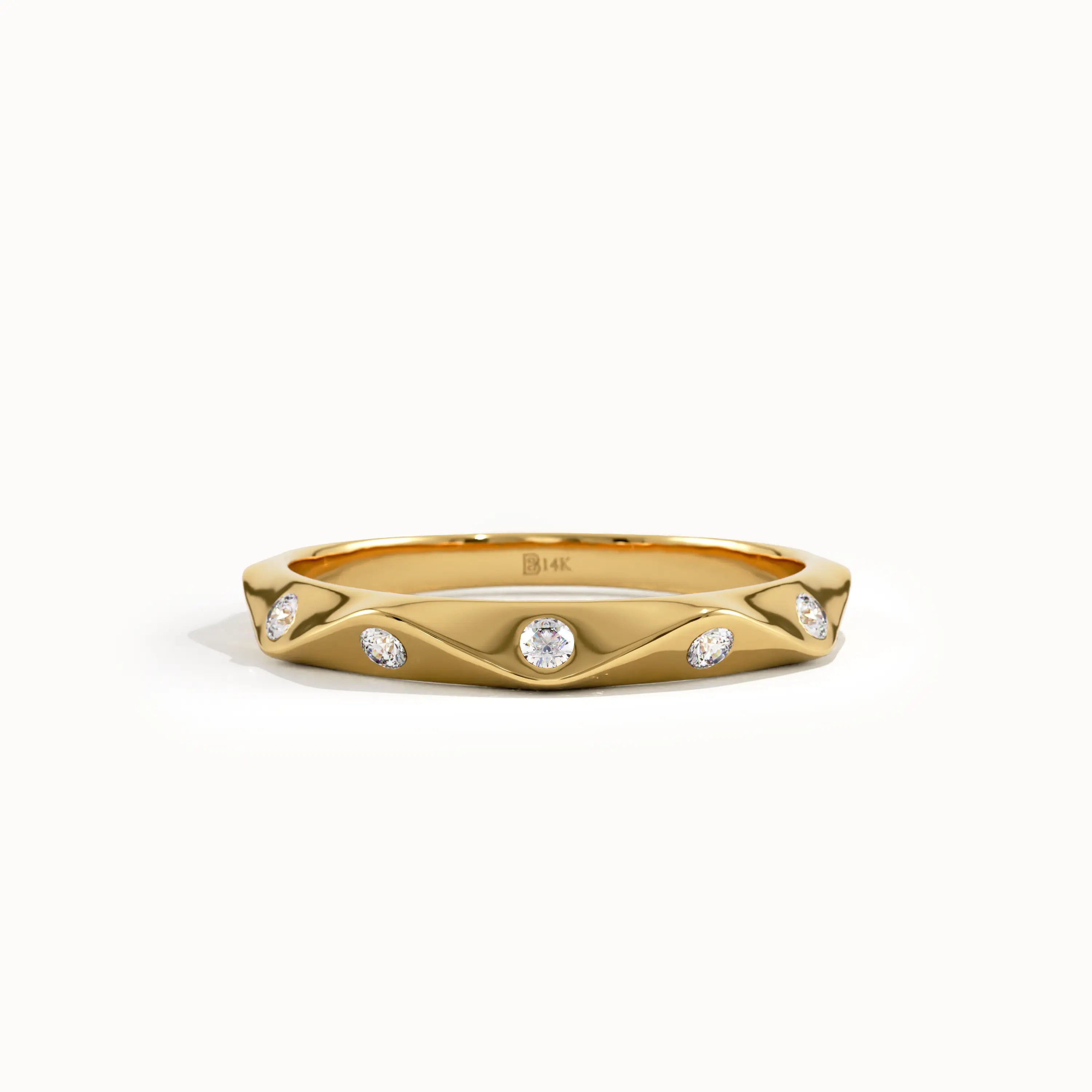 Faceted Wedding Ring in 14k Gold - BRENNMORE 