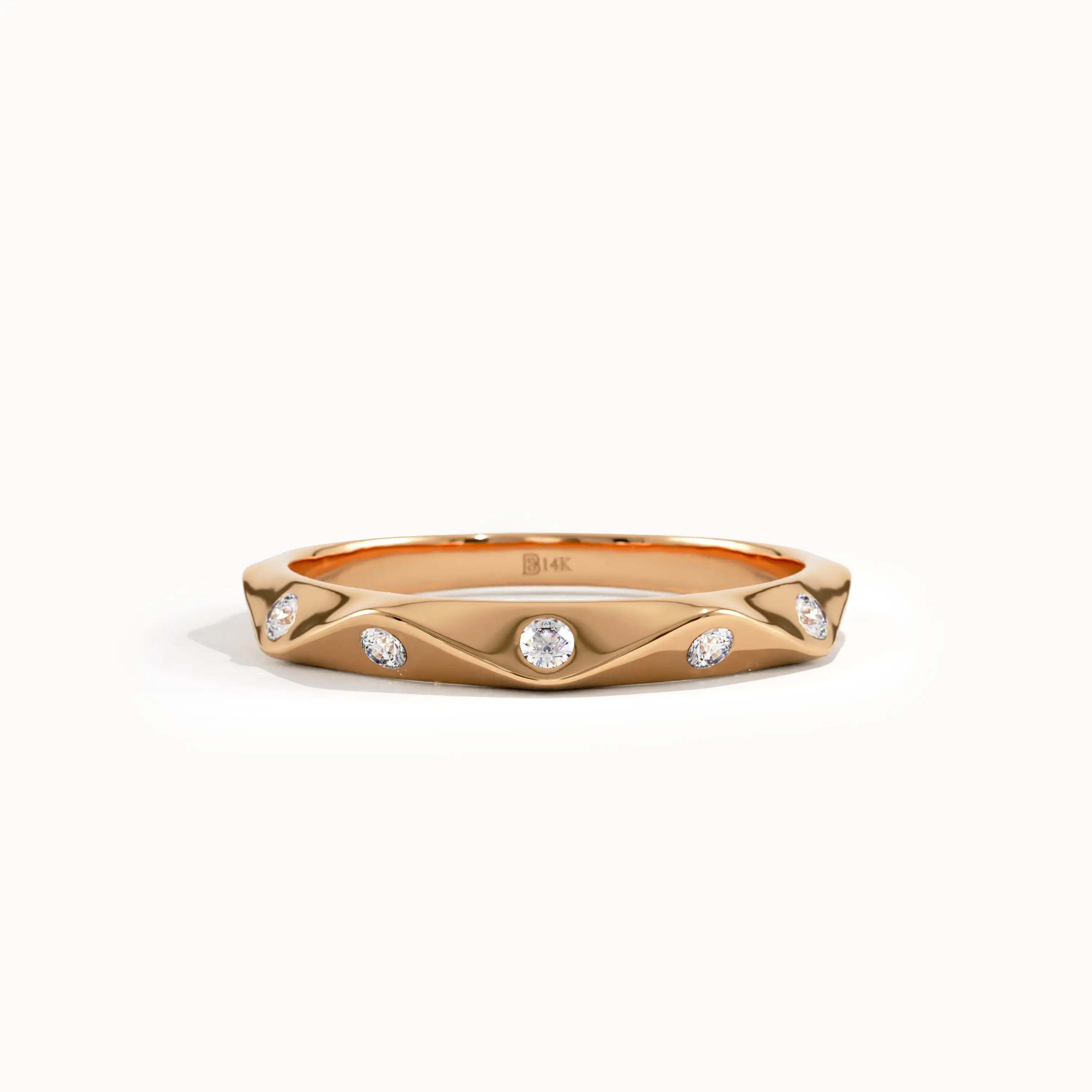 Faceted Wedding Ring in 14k Gold - BRENNMORE 