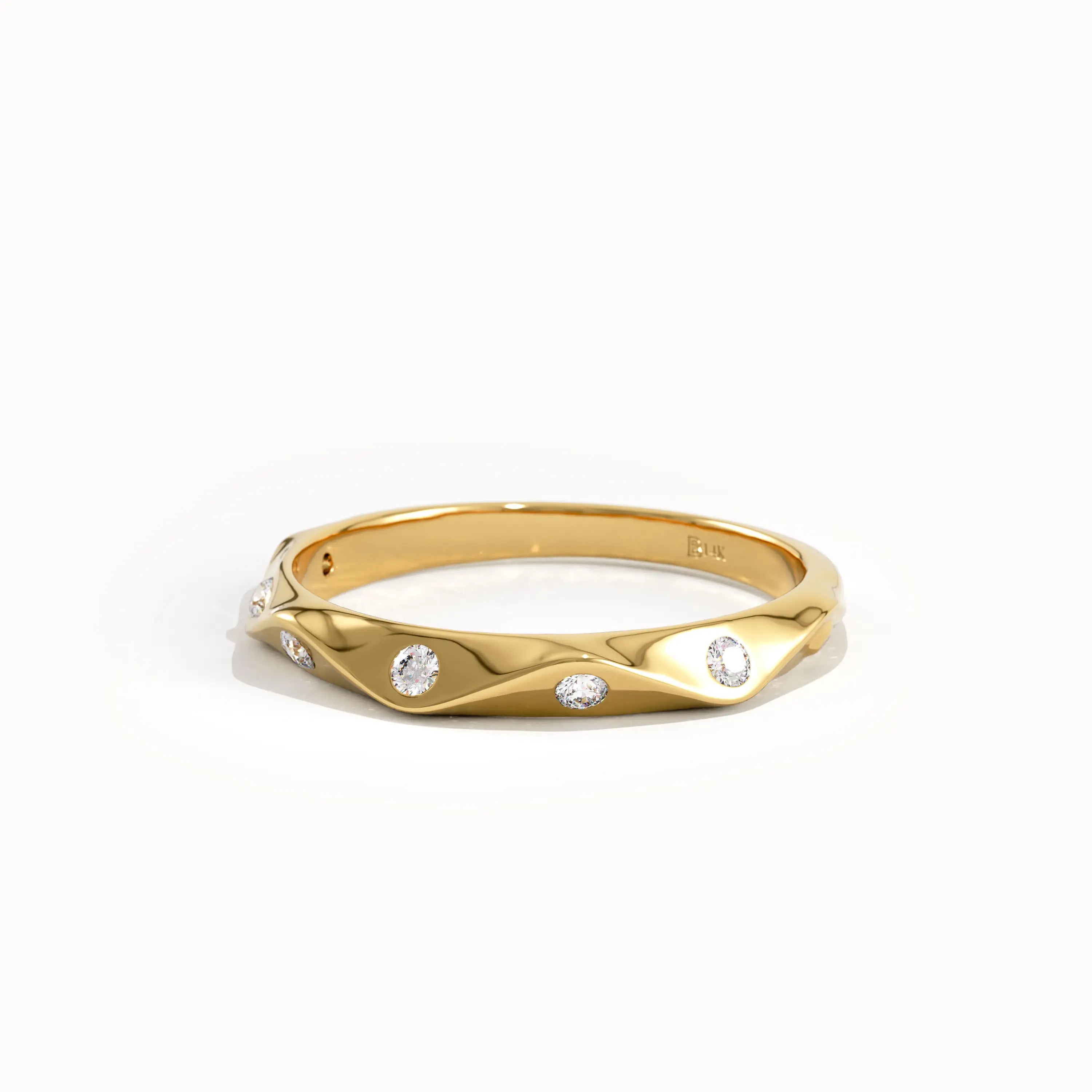 Faceted Wedding Ring in 14k Gold - BRENNMORE 