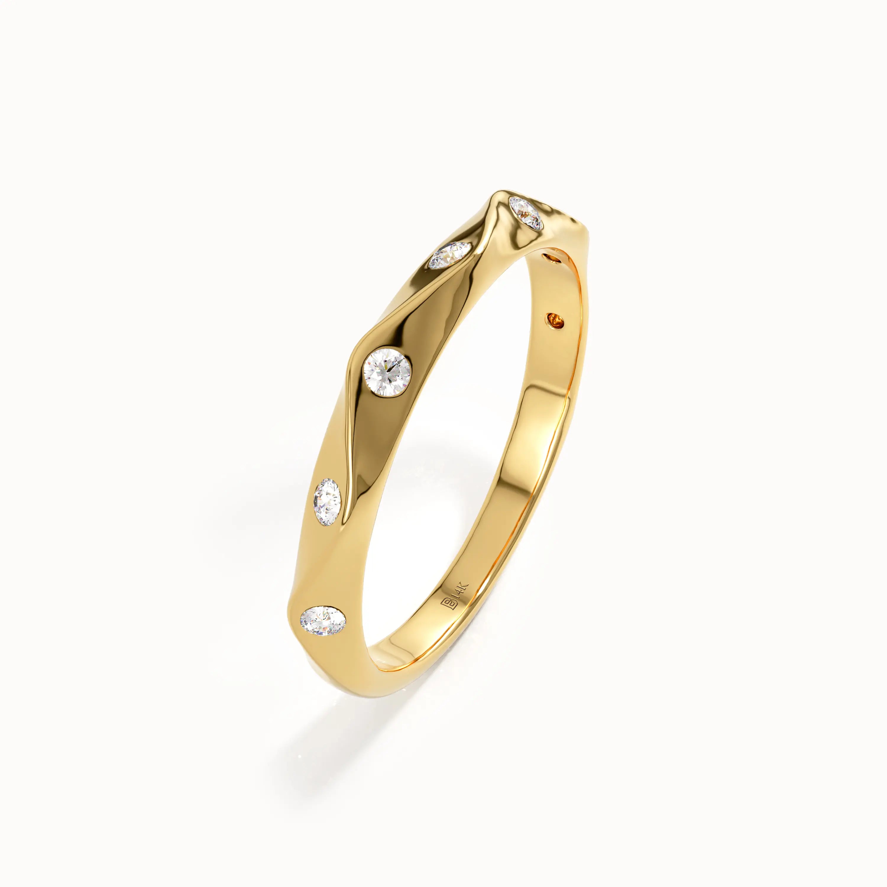 Faceted Wedding Ring in 14k Gold - BRENNMORE 