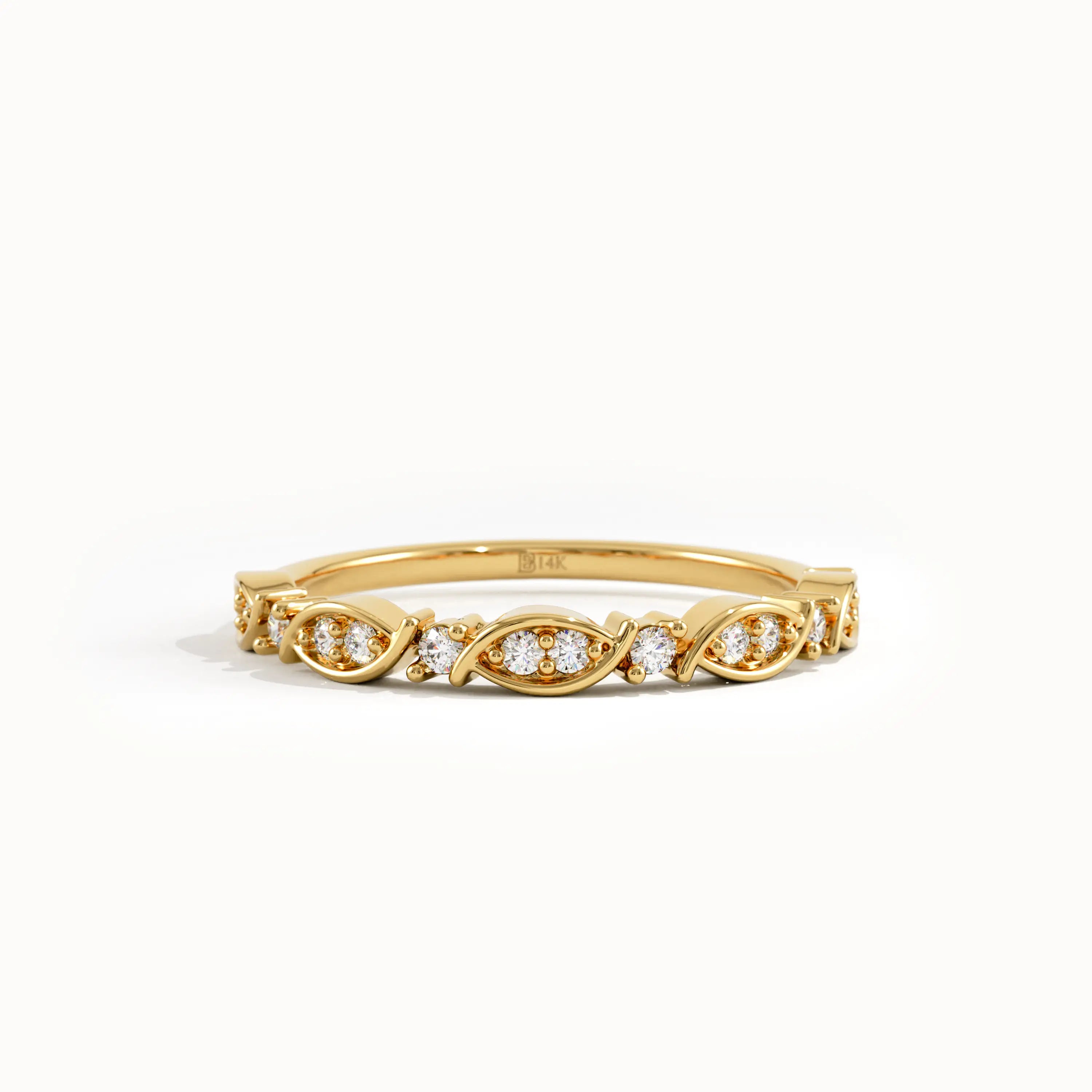 Art Deco Pave Lab Diamond Wedding Ring - BRENNMORE 