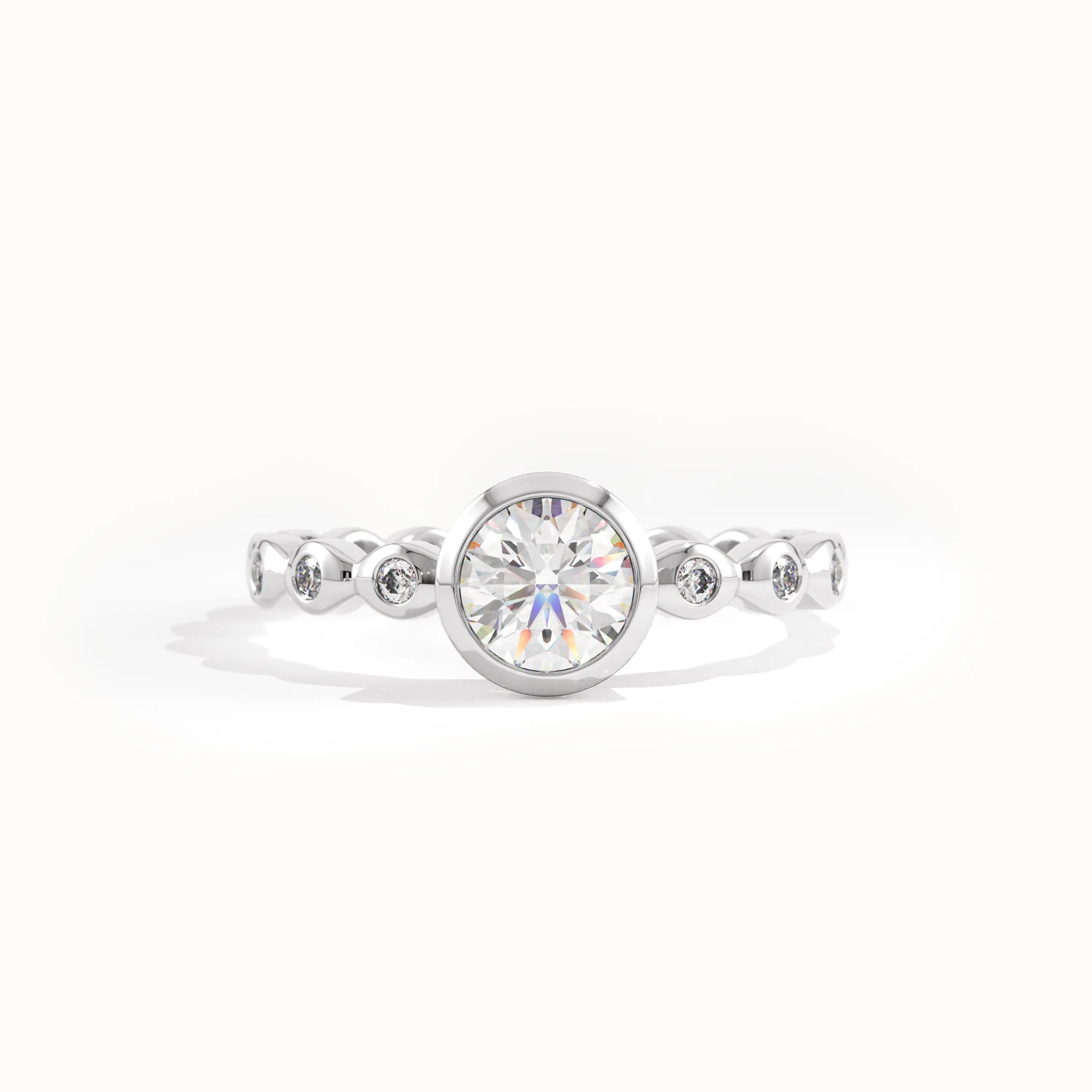 Bezel Solitaire Engagement Ring in Gold - BRENNMORE