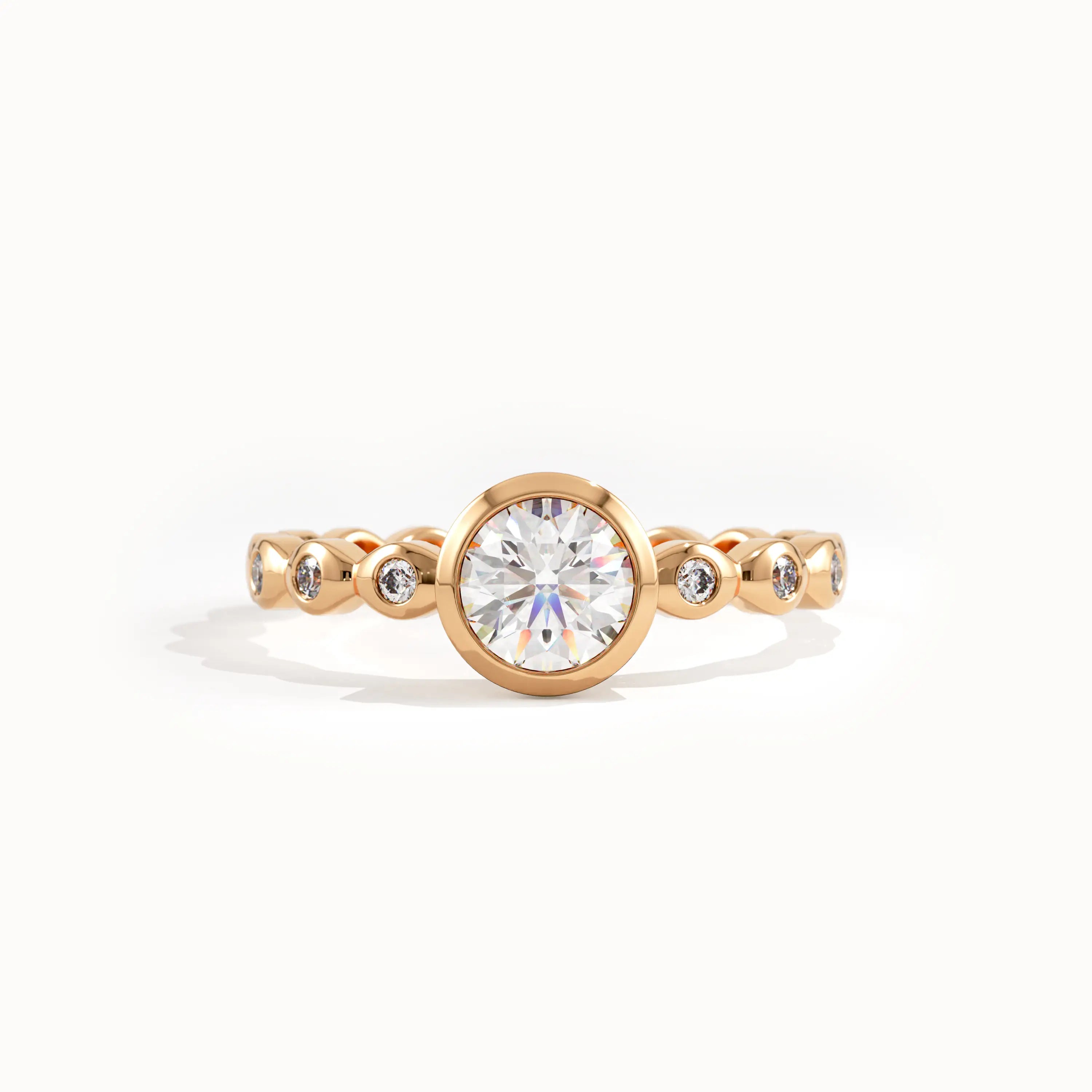 Bezel Solitaire Engagement Ring in Gold - BRENNMORE