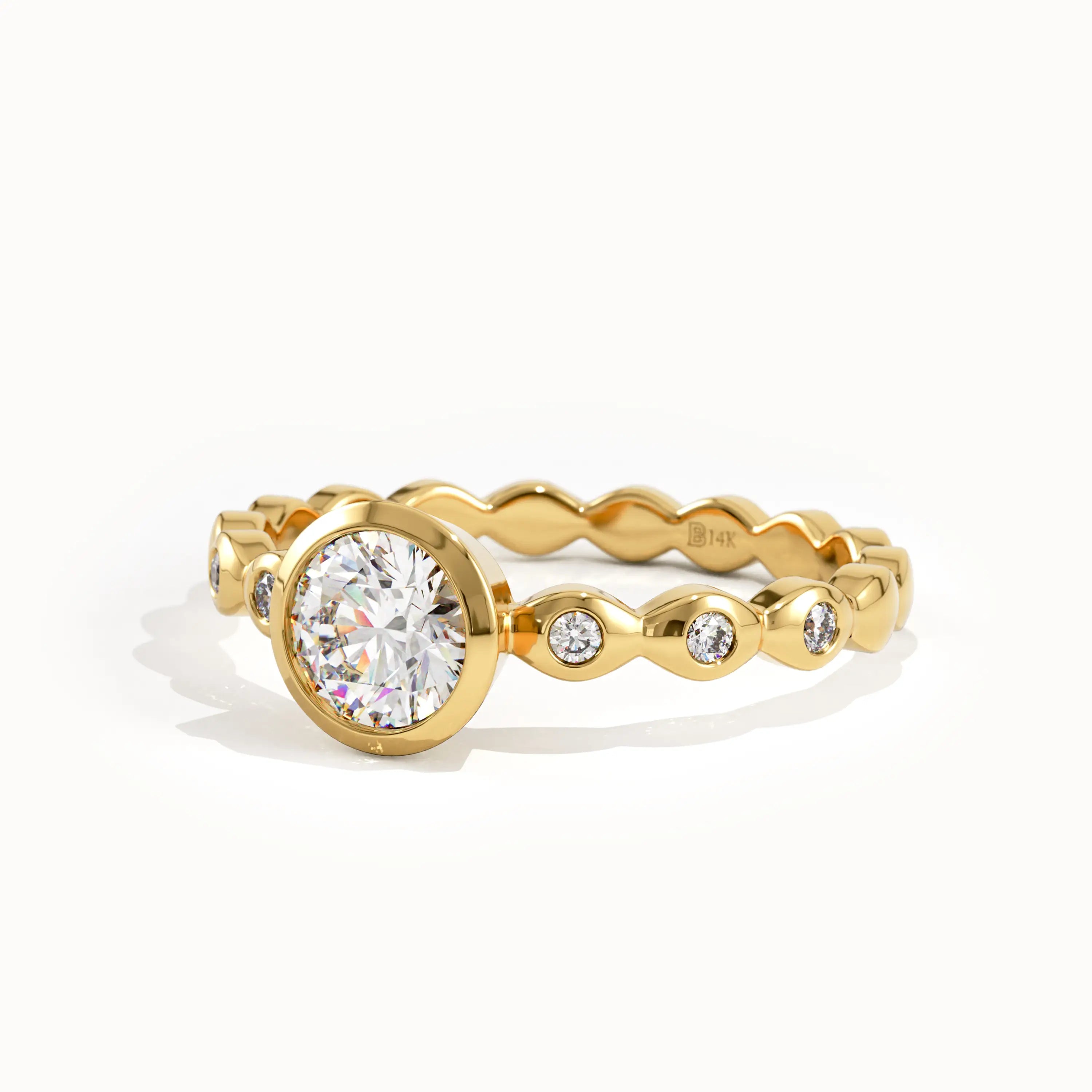 Bezel Solitaire Engagement Ring in Gold - BRENNMORE
