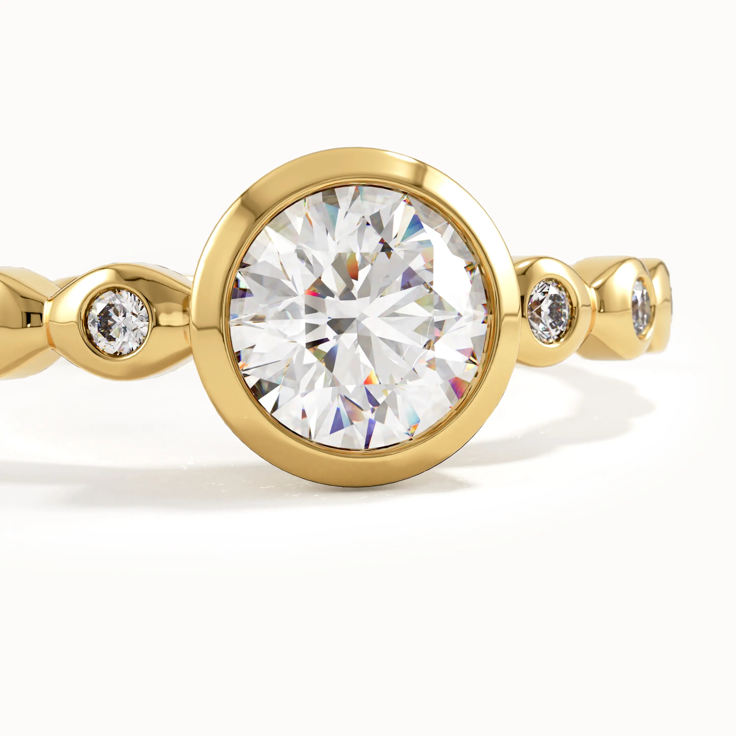 Bezel Solitaire Engagement Ring in Gold - BRENNMORE 