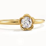 14k Gold Solitaire Flower Engagement Ring