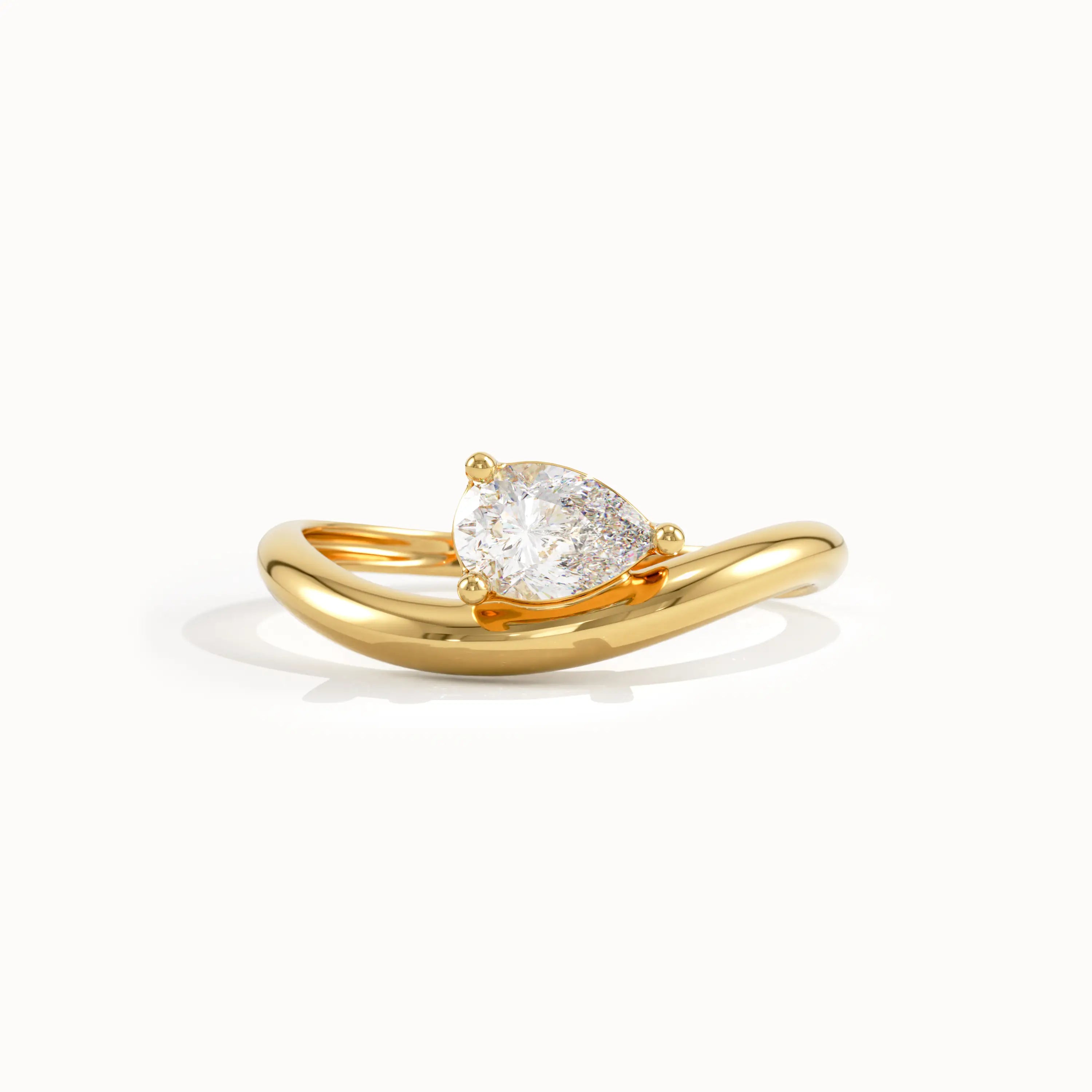 Curve Band Pear Engagement Ring - view 10