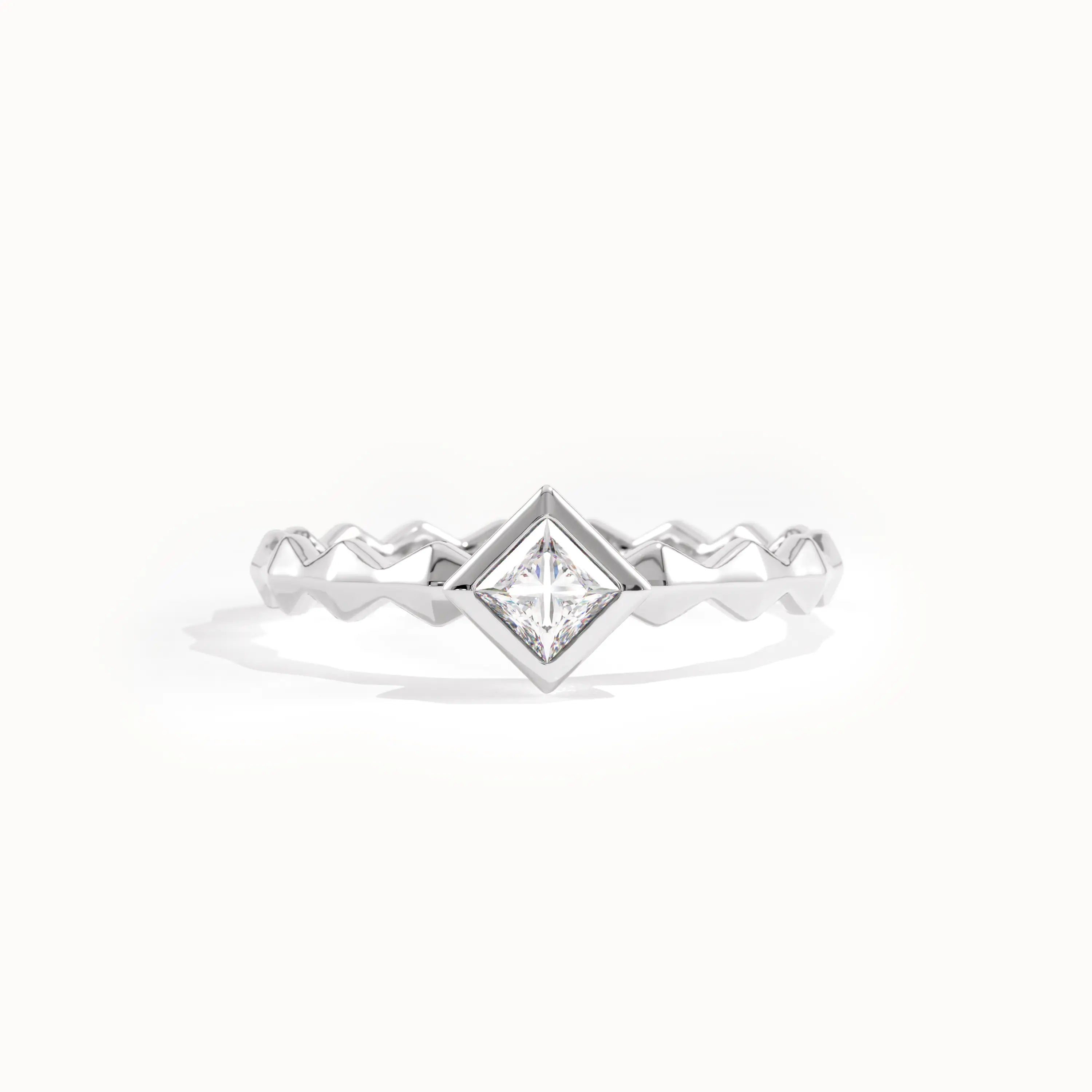 Bezel Princess Engagement Ring in Gold - BRENNMORE