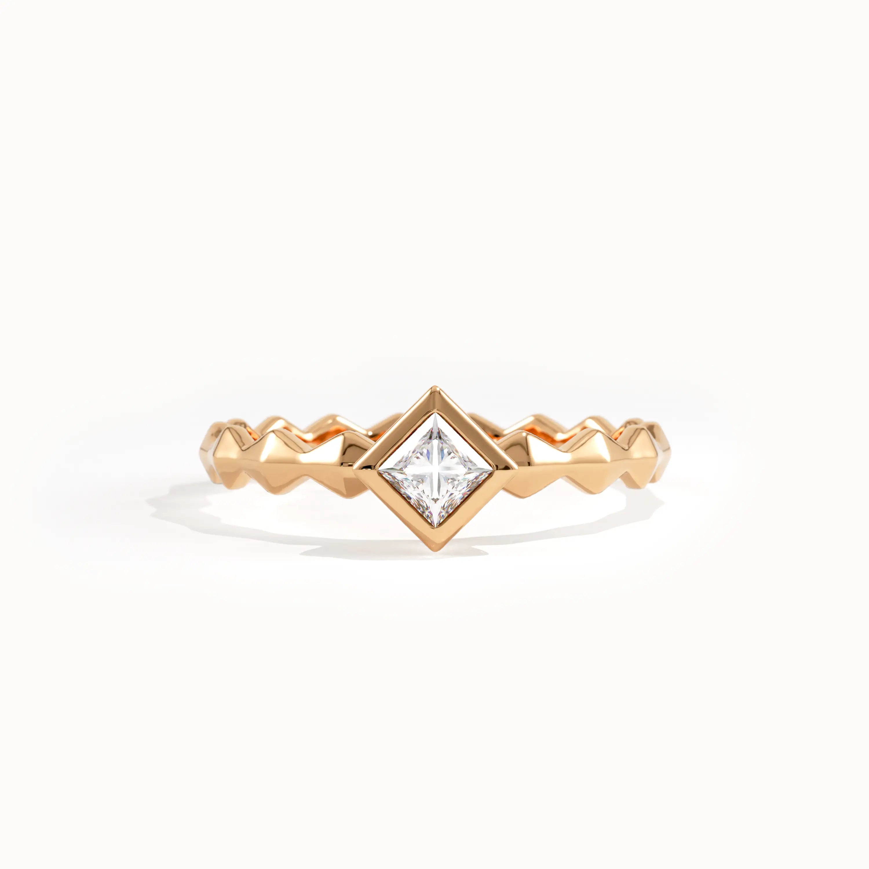 Bezel Princess Engagement Ring in Gold - BRENNMORE
