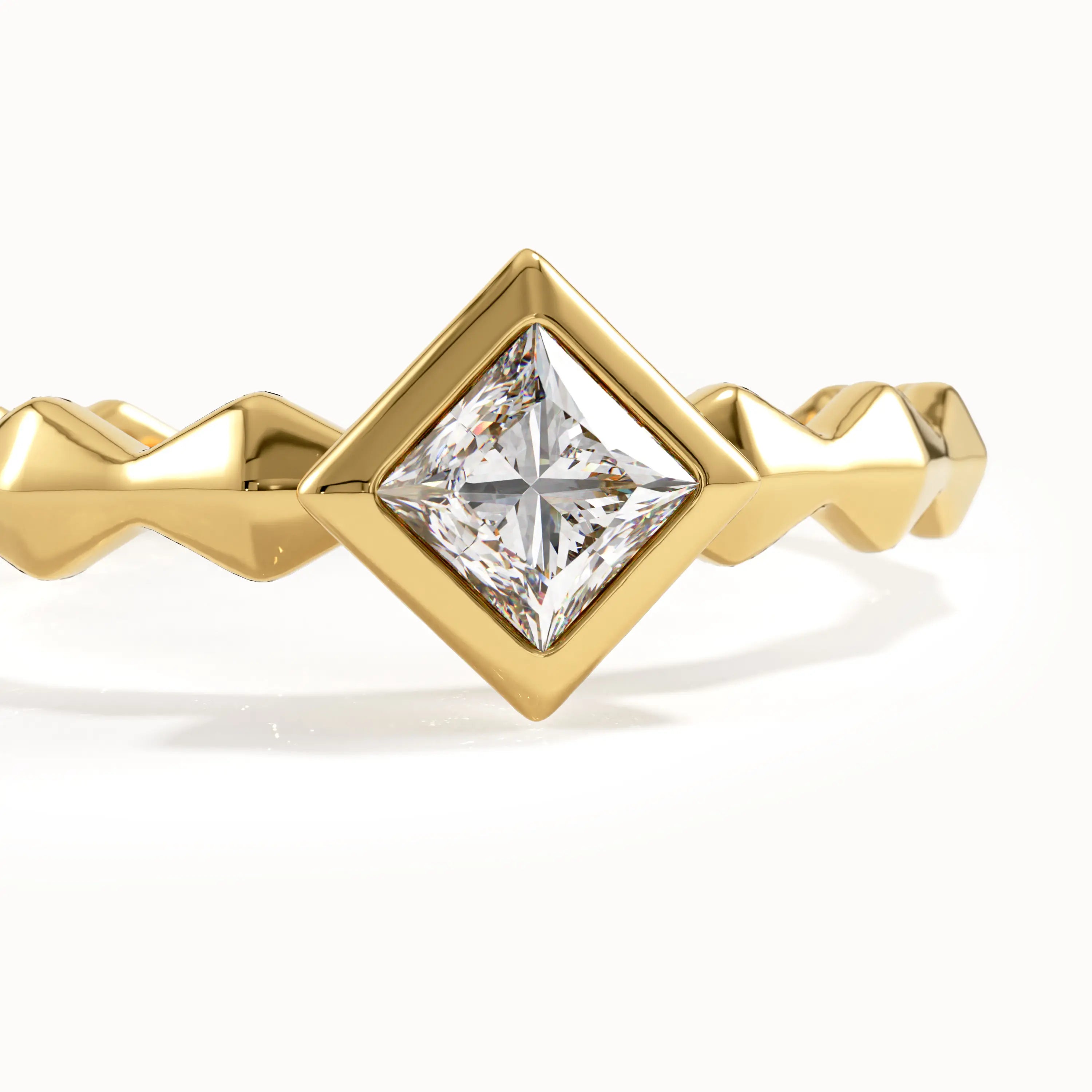 Bezel Princess Engagement Ring in Gold - BRENNMORE 