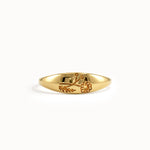 Personalized Birthflower Pinky Signet Ring - BRENNMORE 