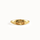 Personalized Birthflower Pinky Signet Ring - BRENNMORE 