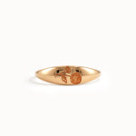 Personalized Birthflower Pinky Signet Ring - BRENNMORE 