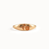 Personalized Birthflower Pinky Signet Ring - BRENNMORE 