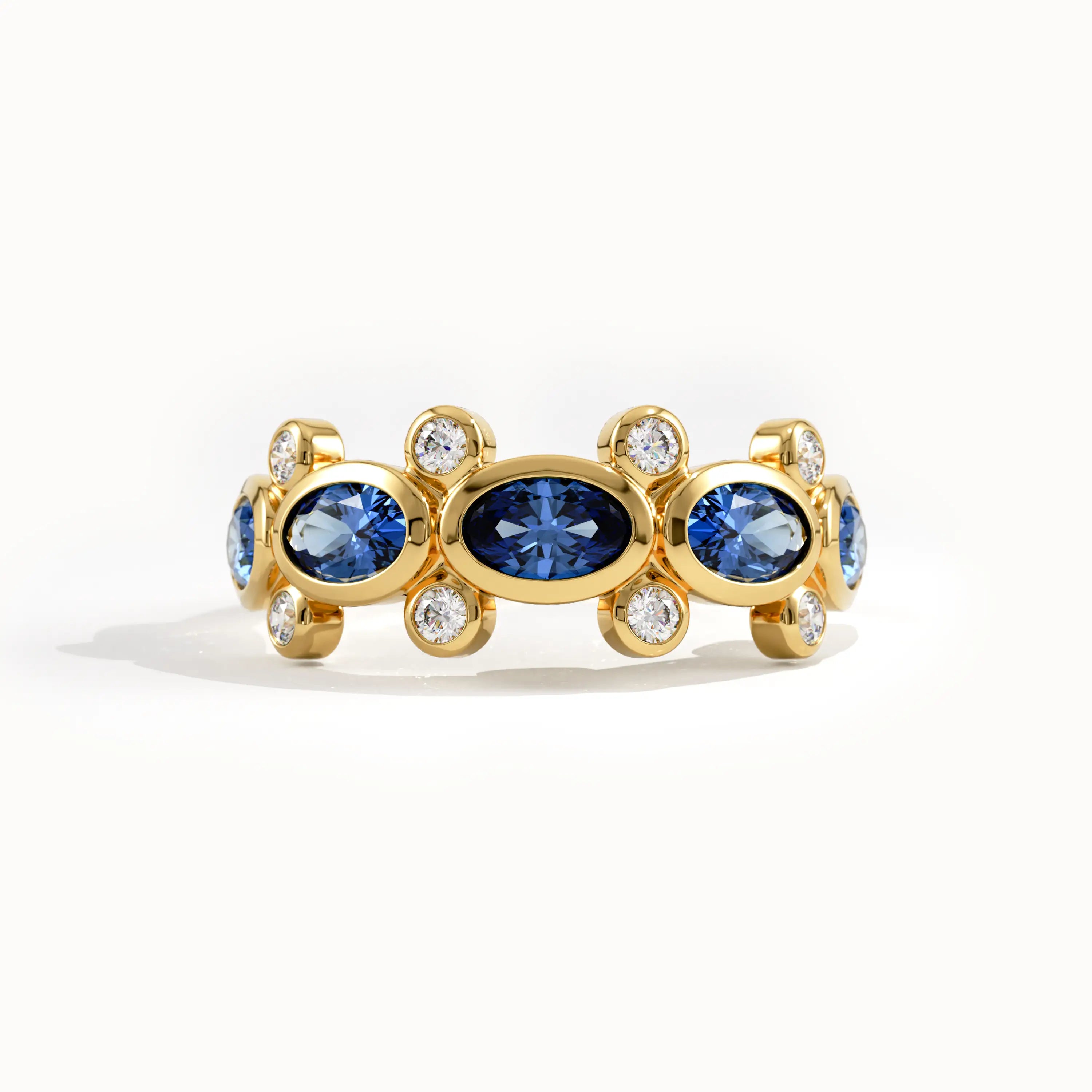 5 Oval Sapphire Gemstone Ring in Gold - BRENNMORE 