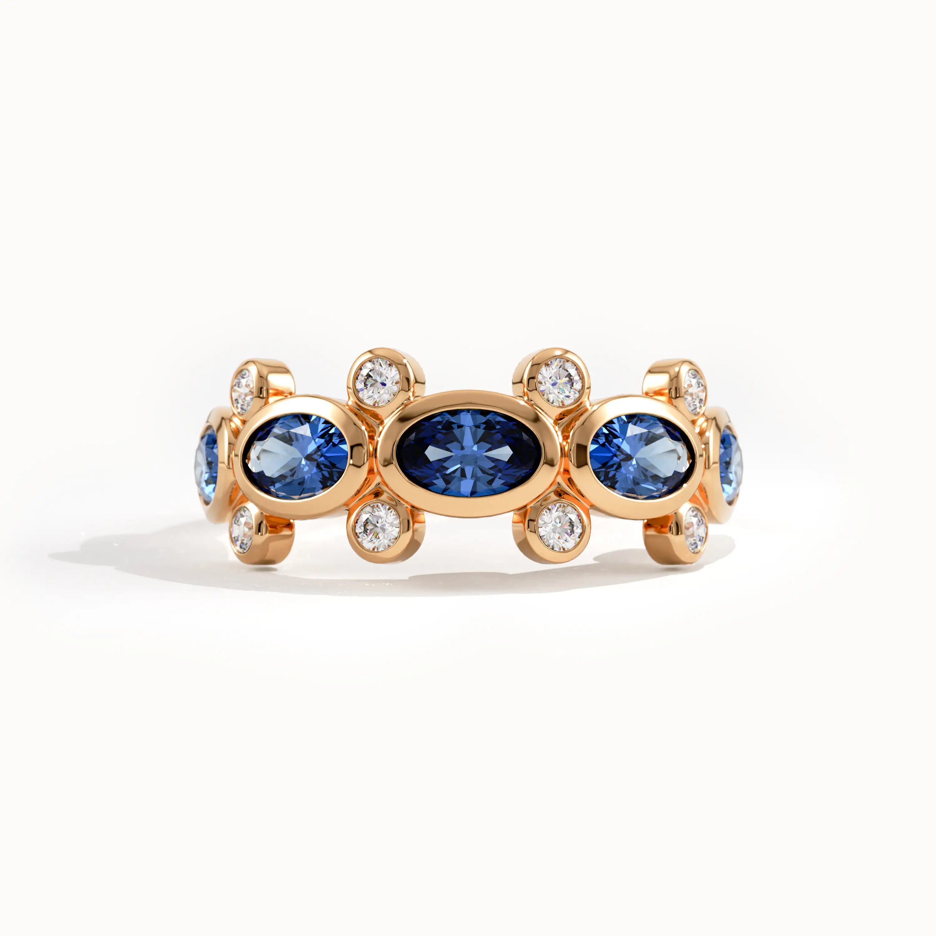 5 Oval Sapphire Gemstone Ring in Gold - BRENNMORE 