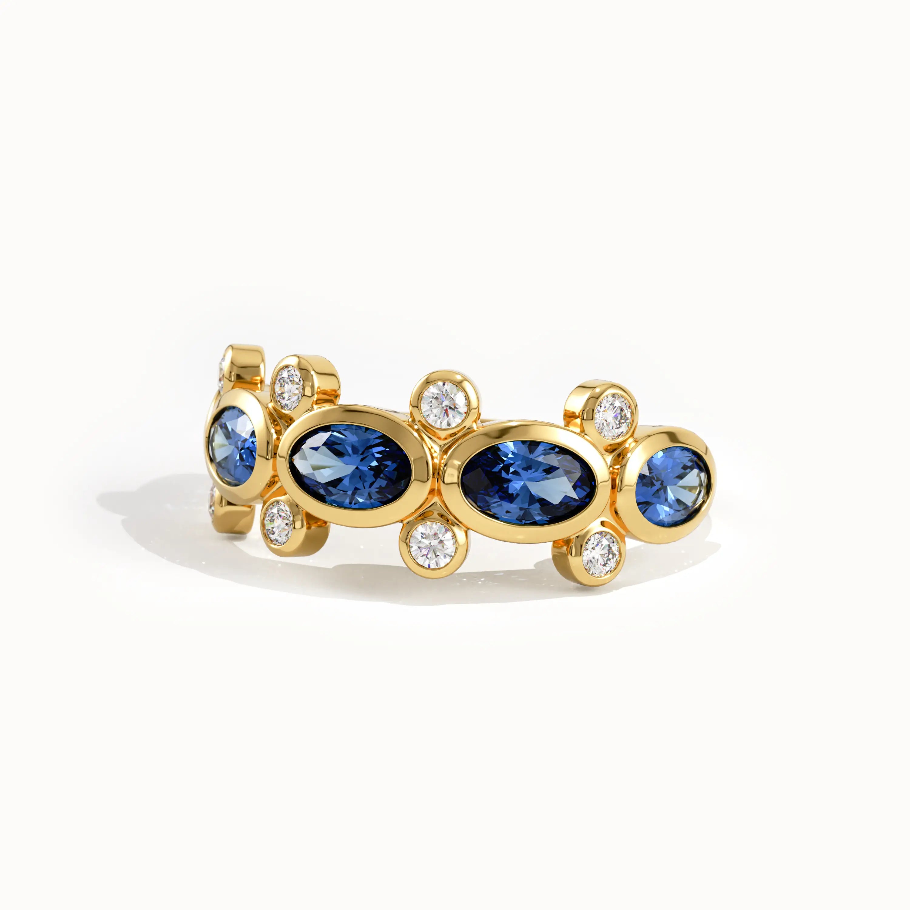 5 Oval Sapphire Gemstone Ring in Gold - BRENNMORE 