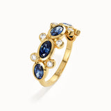 5 Oval Sapphire Gemstone Ring in Gold