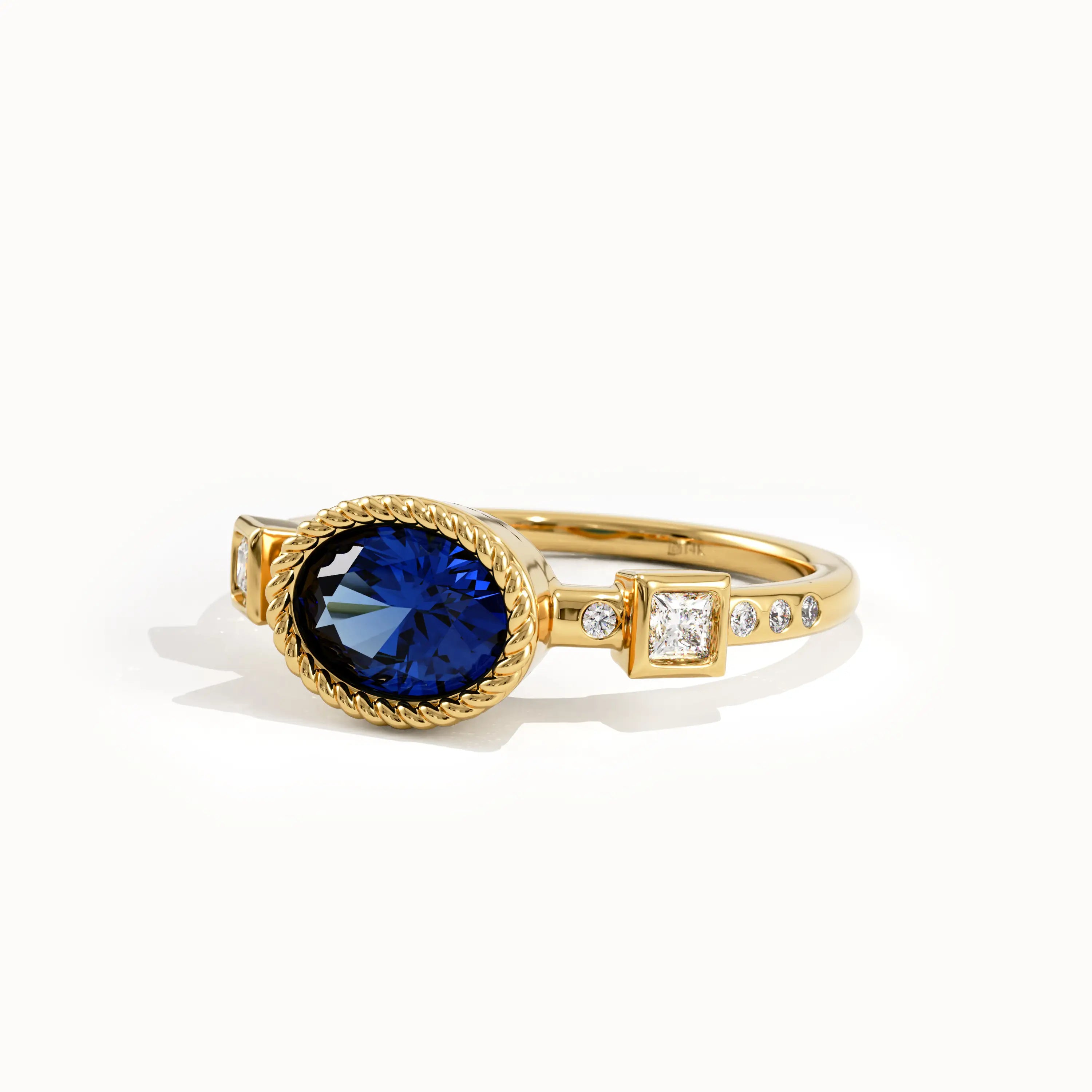 Oval Sapphire Solitaire Gemstone Ring - BRENNMORE 