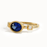 Oval Sapphire Solitaire Gemstone Ring - BRENNMORE