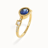 Oval Sapphire Solitaire Gemstone Ring - BRENNMORE 