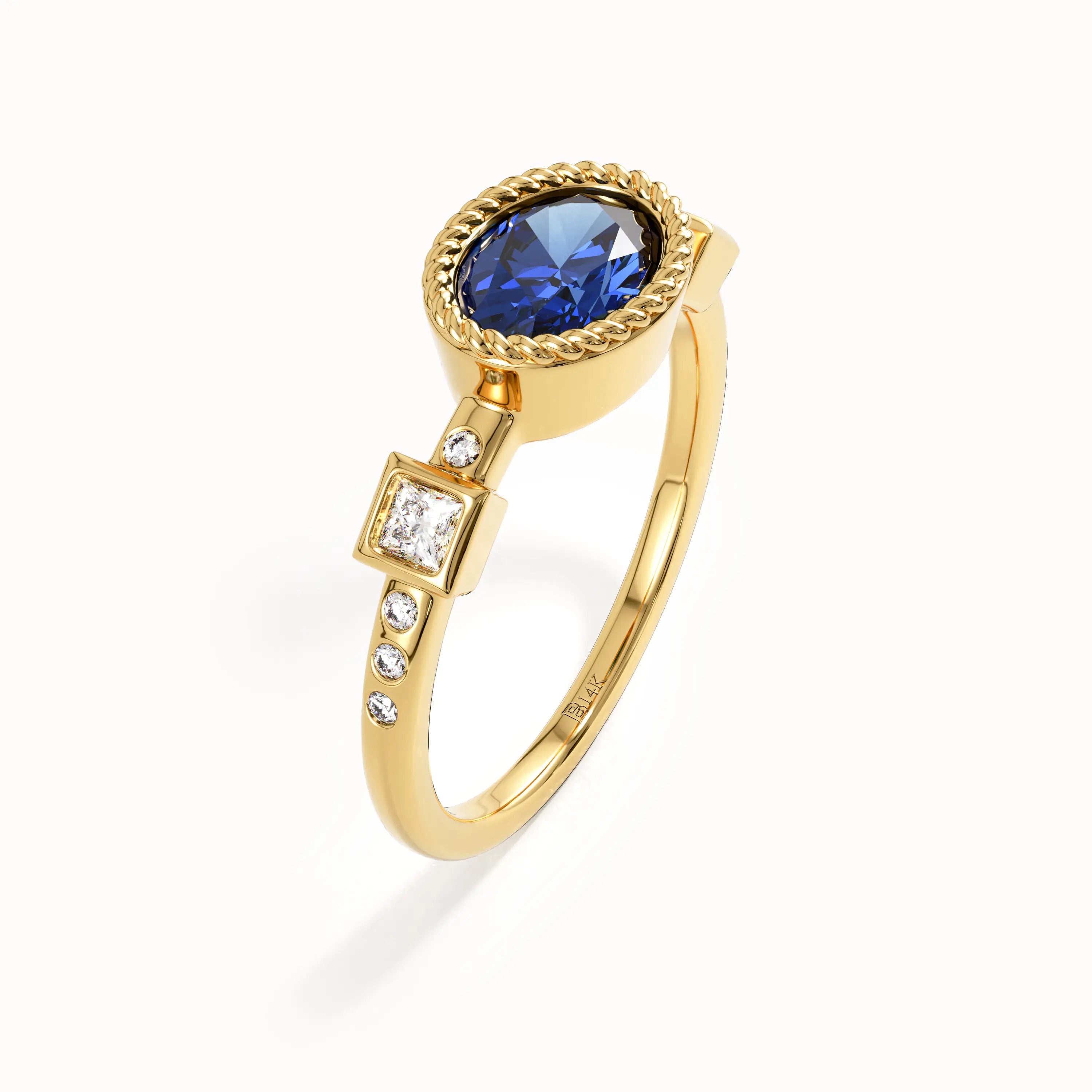 Oval Sapphire Solitaire Gemstone Ring - BRENNMORE 