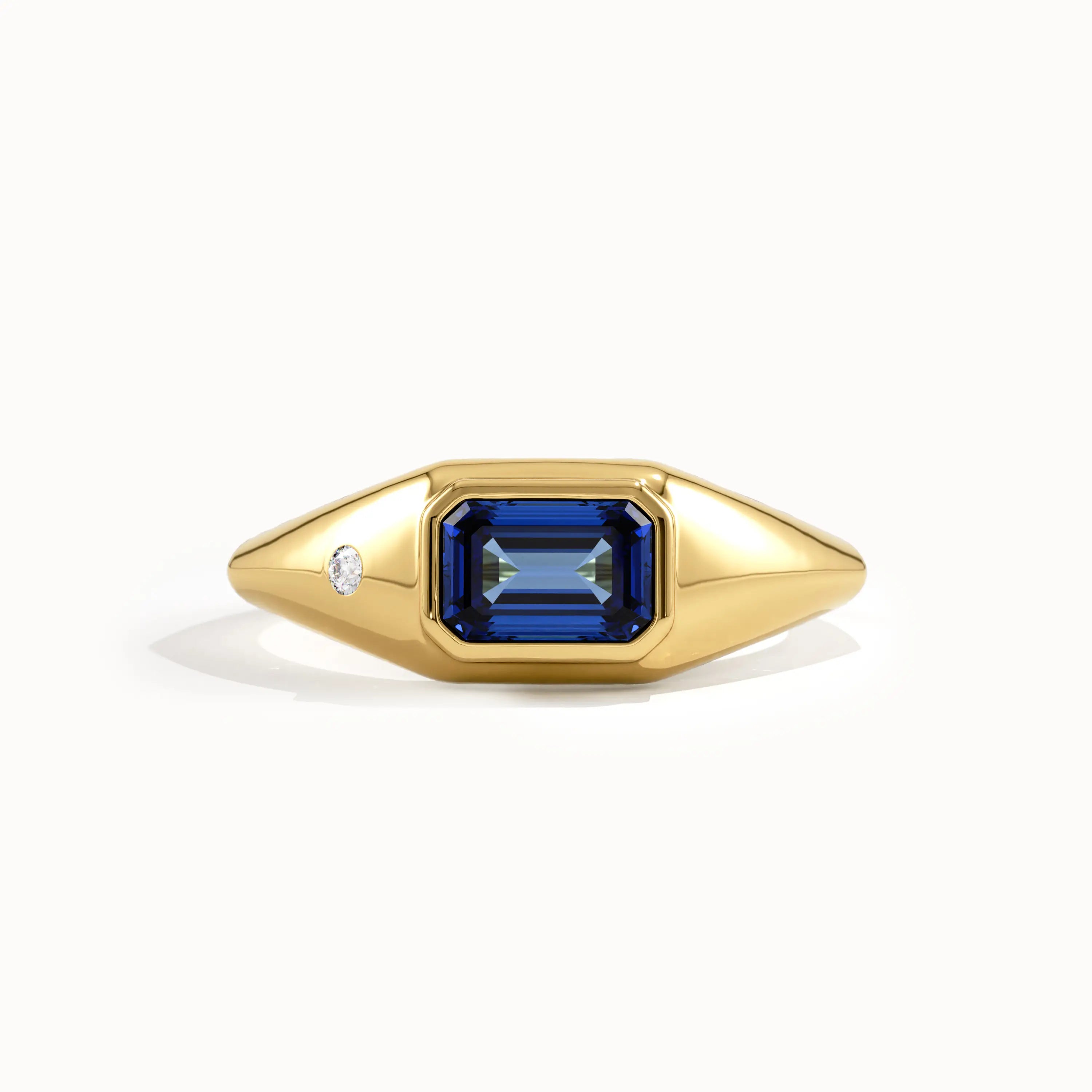 Bezel Sapphire Signet Gemstone Ring - BRENNMORE 
