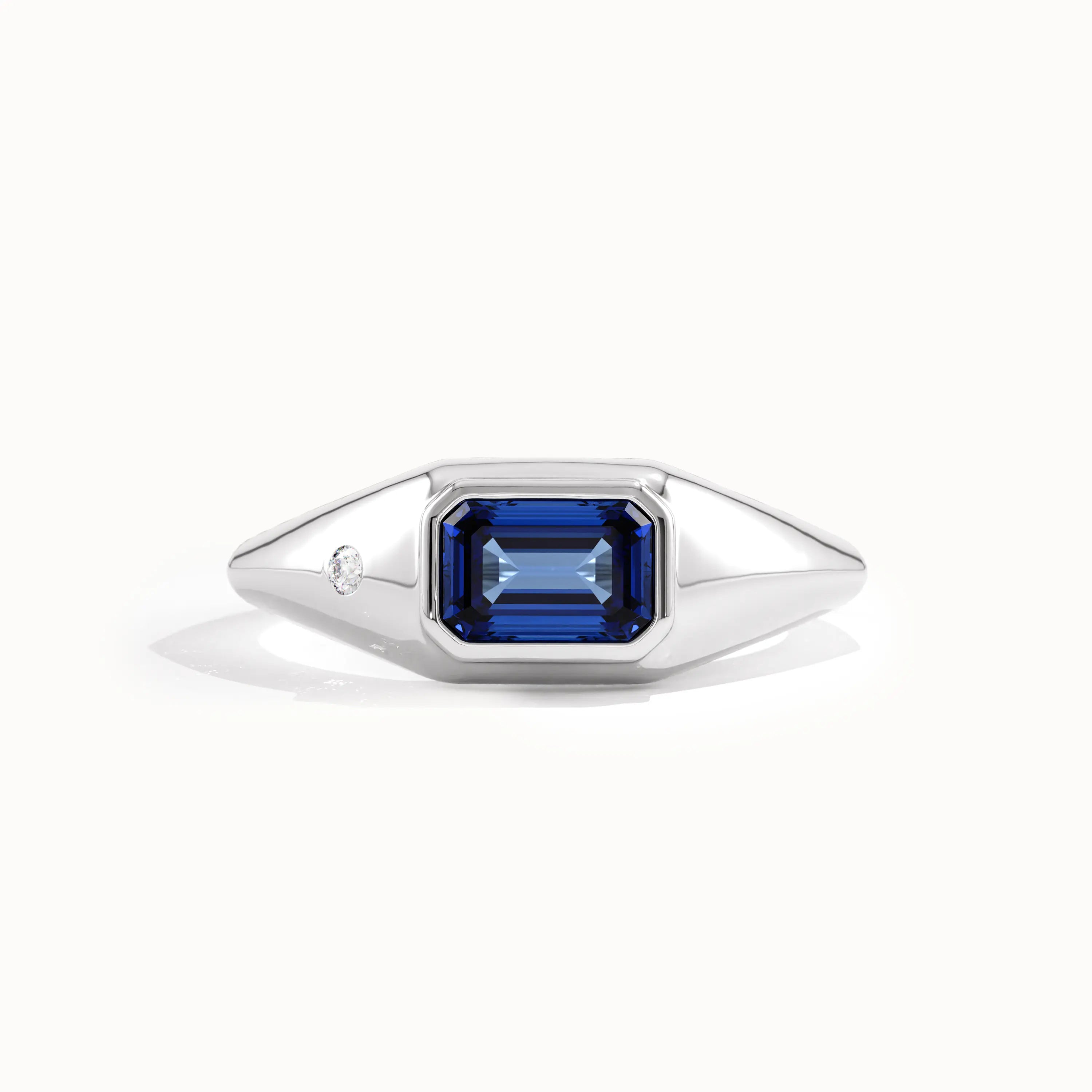 Bezel Sapphire Signet Gemstone Ring