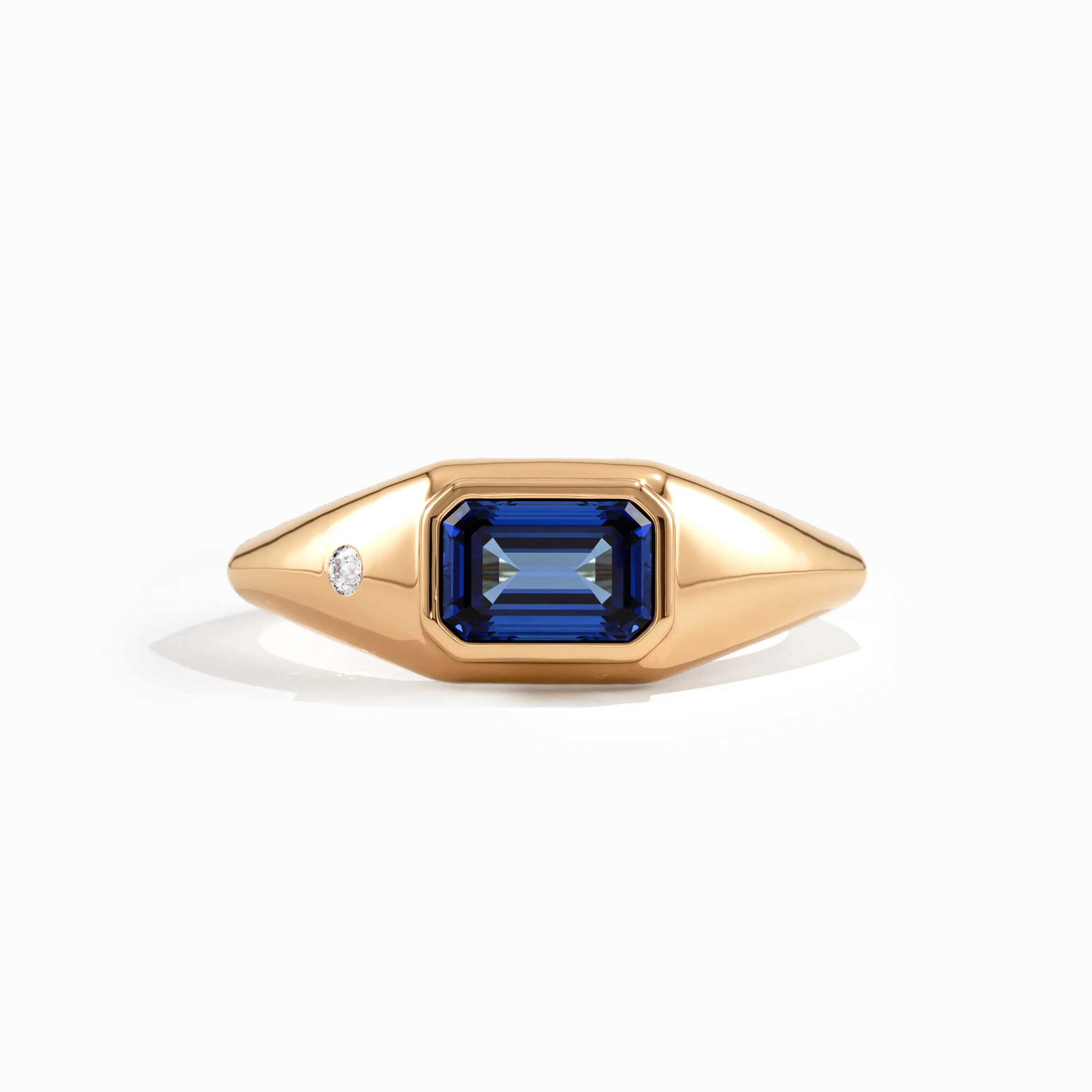 Bezel Sapphire Signet Gemstone Ring - BRENNMORE 