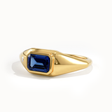 Bezel Sapphire Signet Gemstone Ring