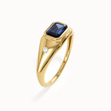 Bezel Sapphire Signet Gemstone Ring