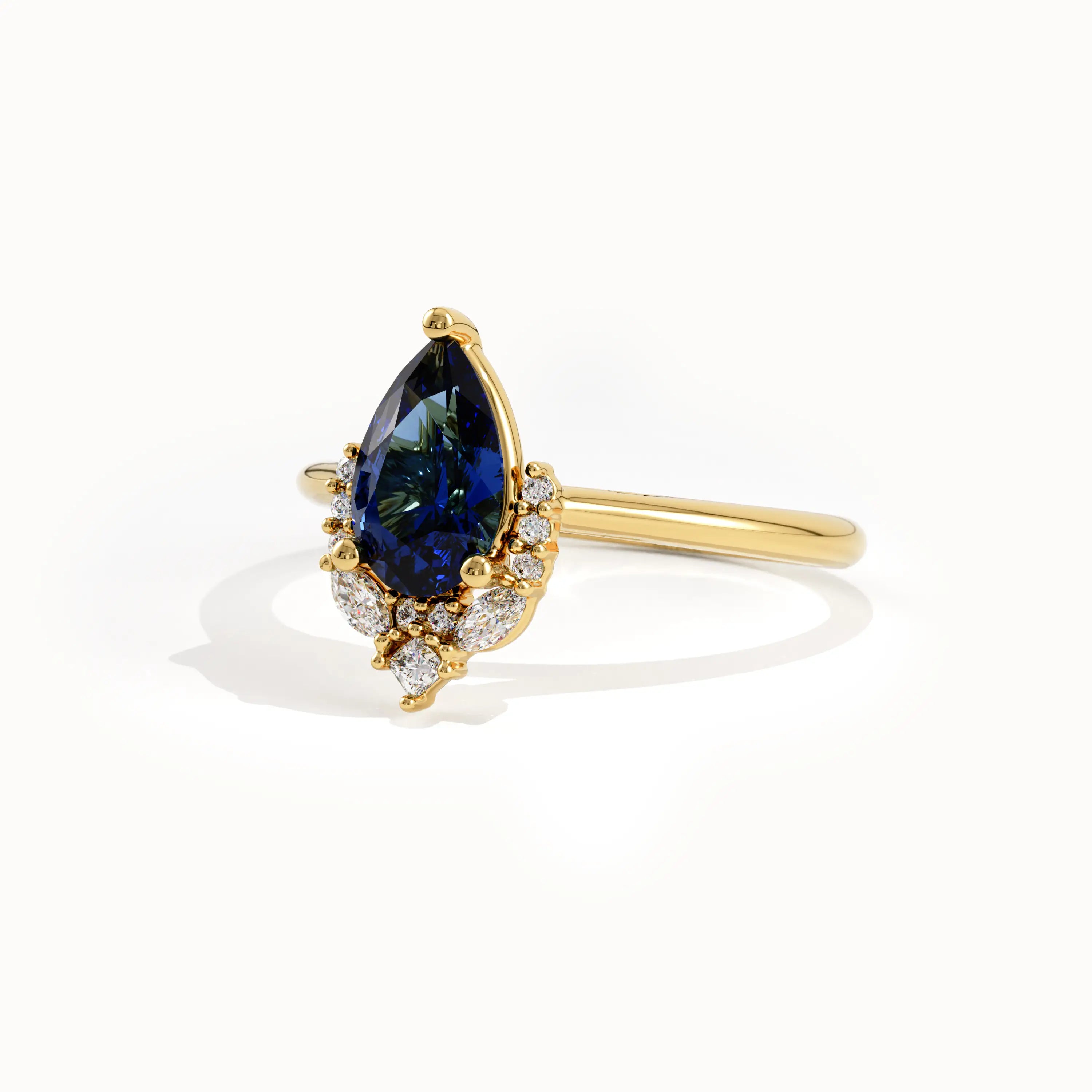 14k Gold Pear Sapphire Gemstone Ring - BRENNMORE 