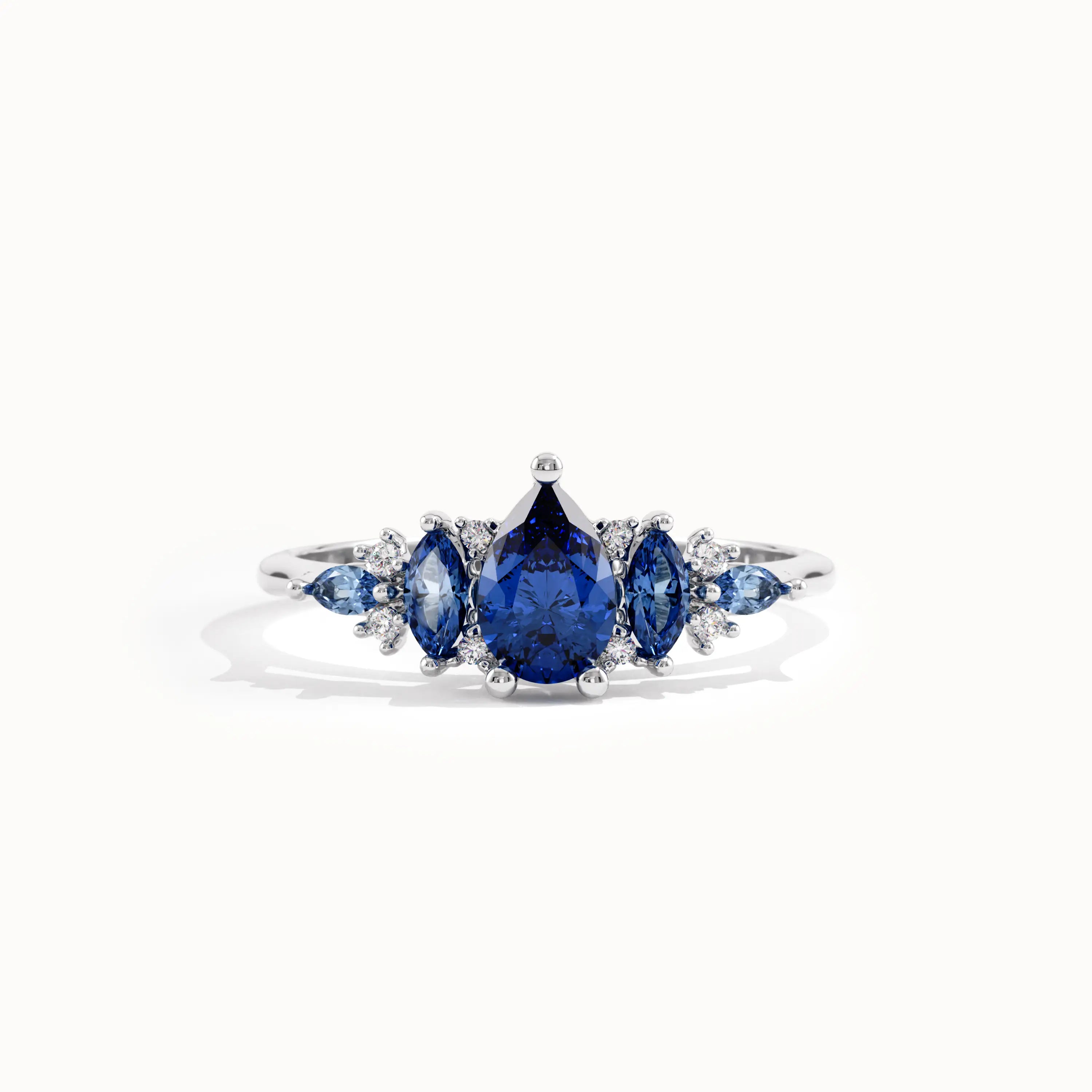14k Gold 5 Sapphire Gemstone Ring - BRENNMORE 