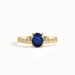14k Gold Oval Sapphire Gemstone Ring - BRENNMORE 