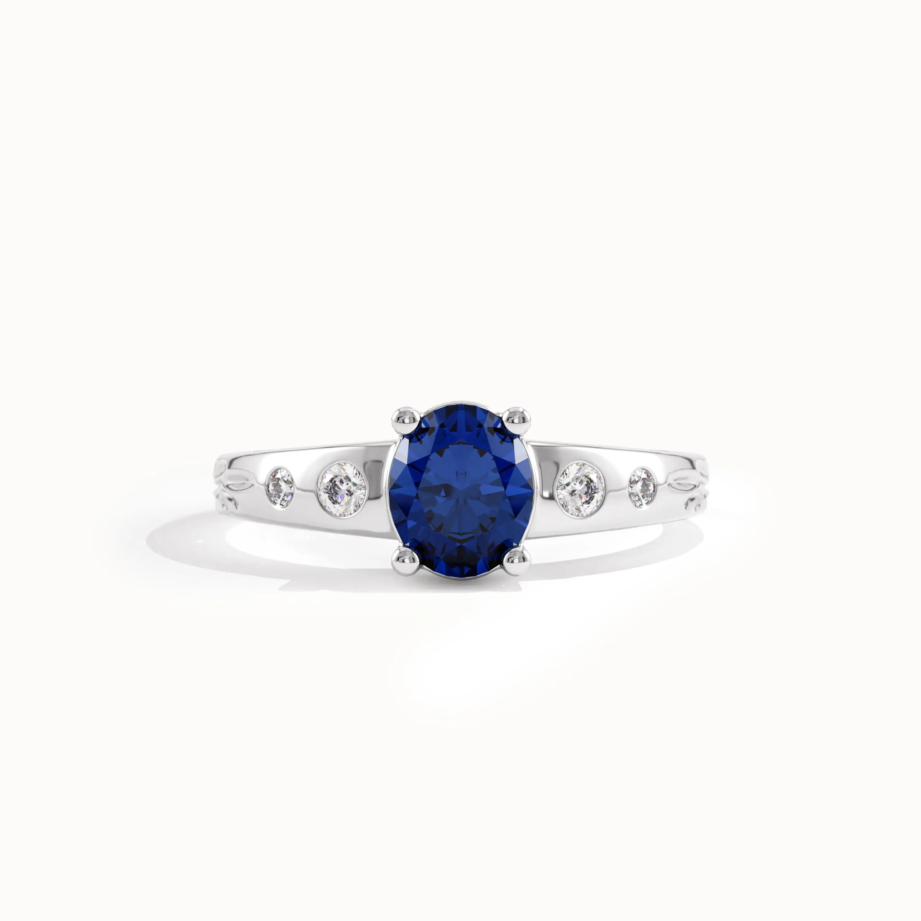 14k Gold Oval Sapphire Gemstone Ring - BRENNMORE 